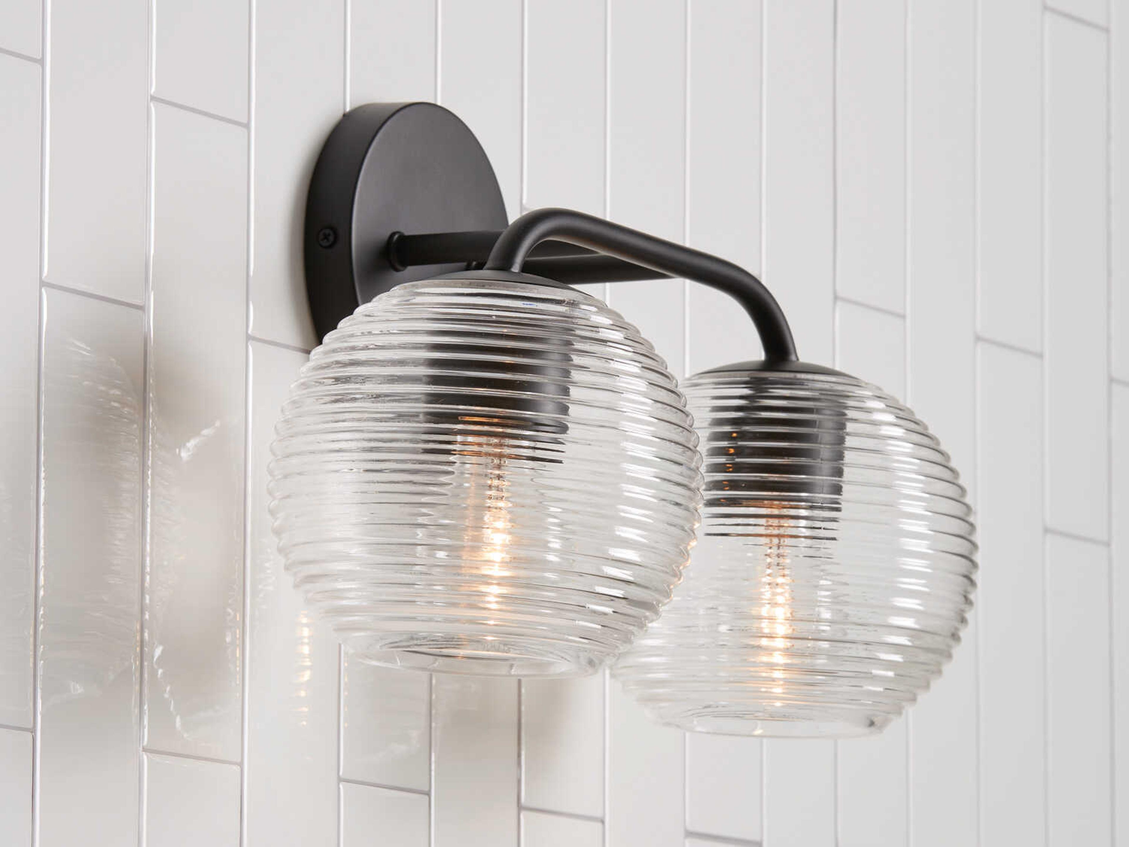 Capital Lighting Dolan 2-Light Matte Black Glass Vanity Light