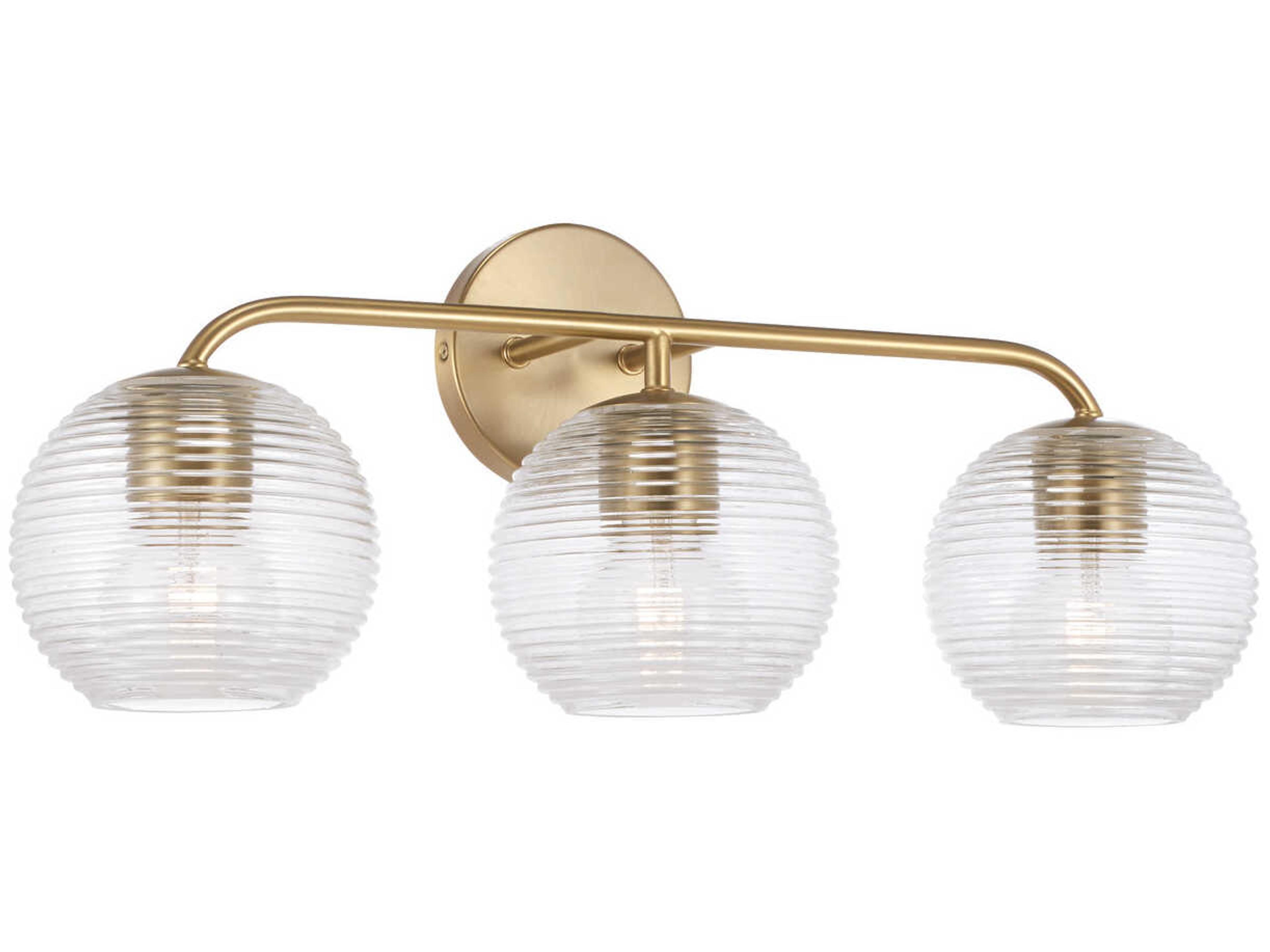 Dolan 3-Light Matte Brass Glass Vanity Light