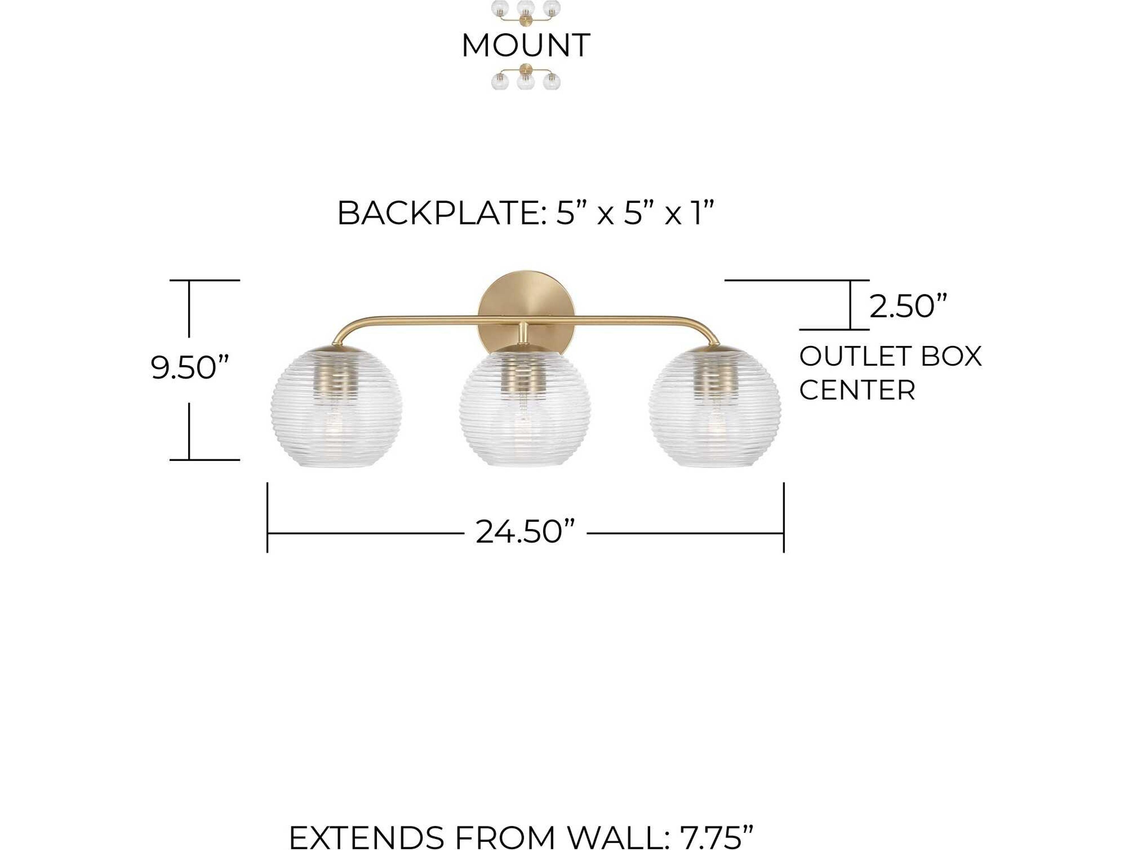Capital Lighting Dolan 3-Light Matte Brass Glass Vanity Light