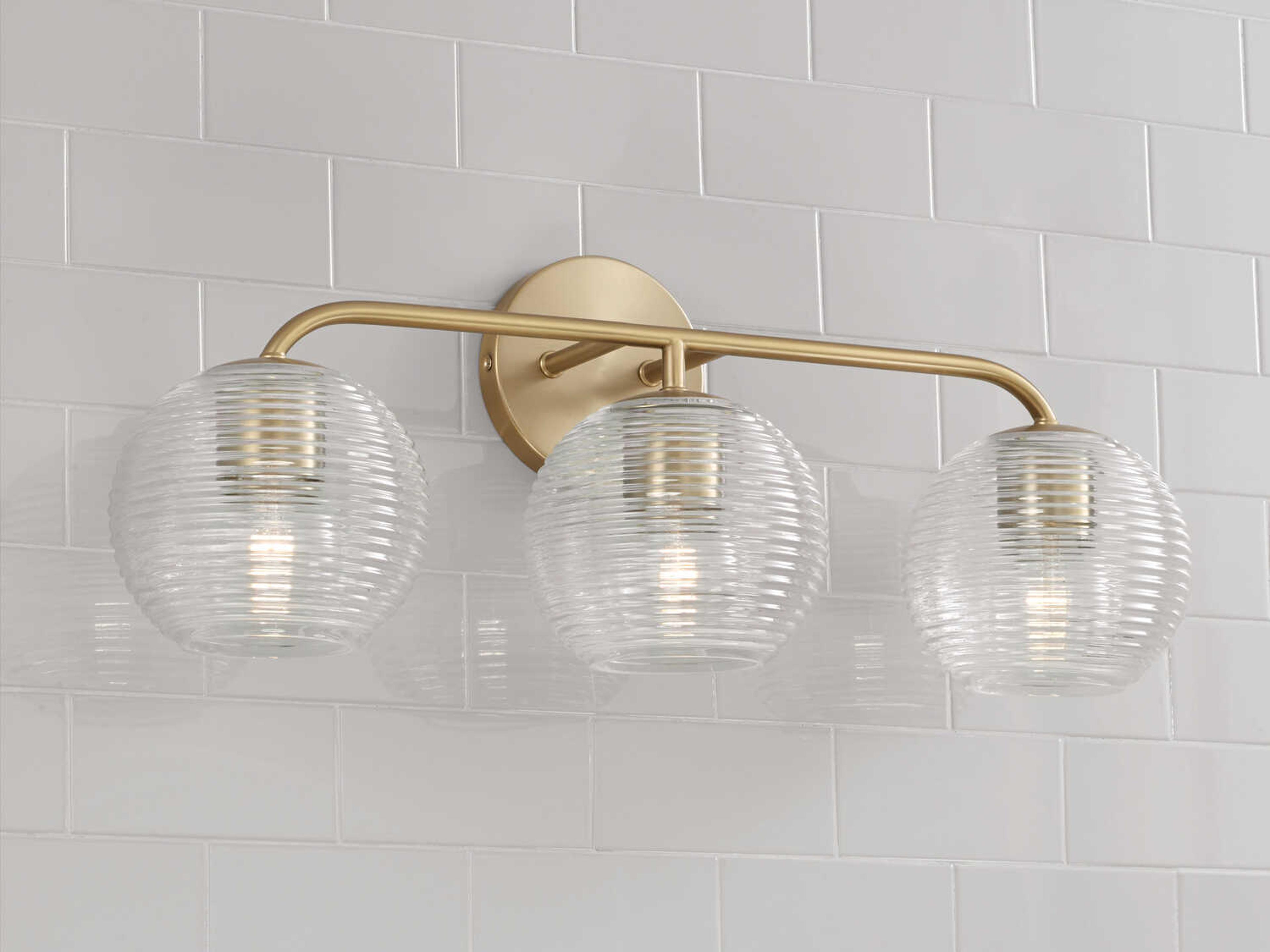 Capital Lighting Dolan 3-Light Matte Brass Glass Vanity Light
