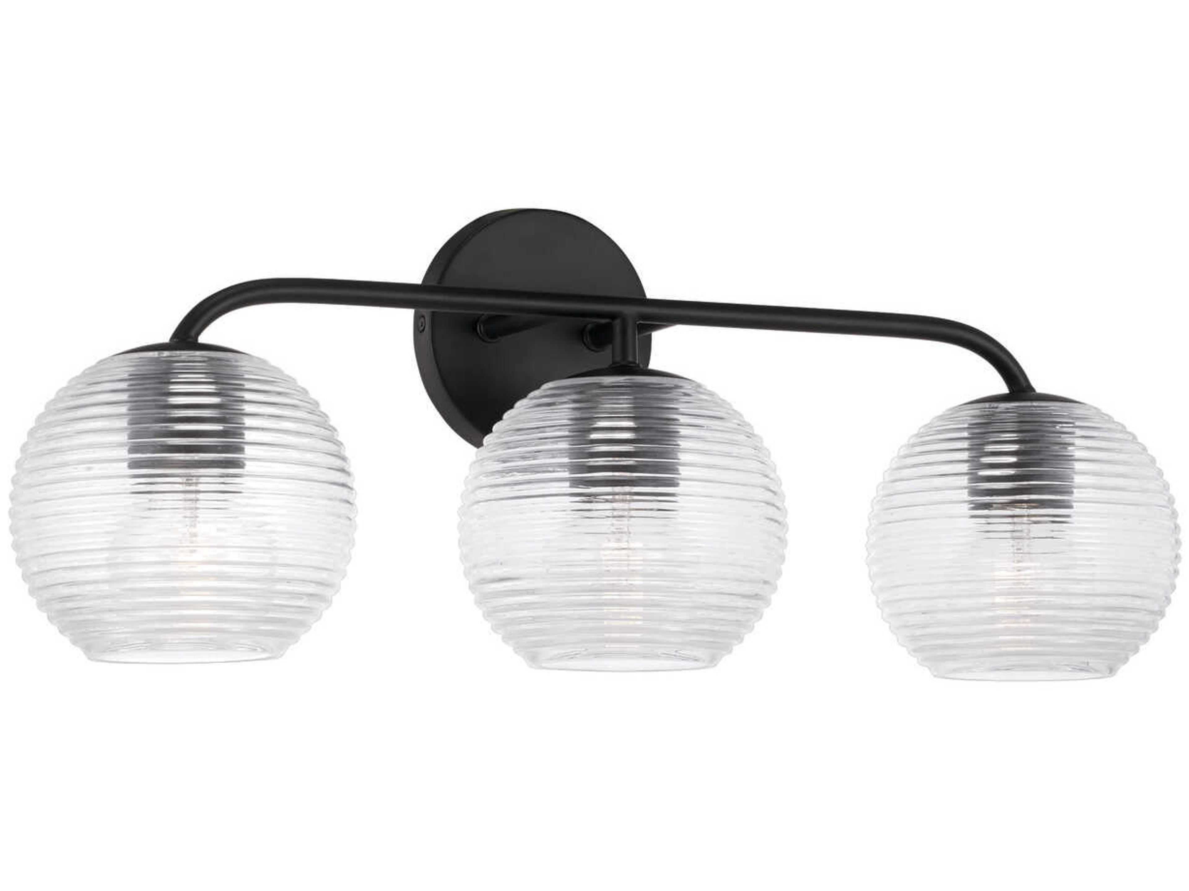Dolan 3-Light Matte Black Glass Vanity Light
