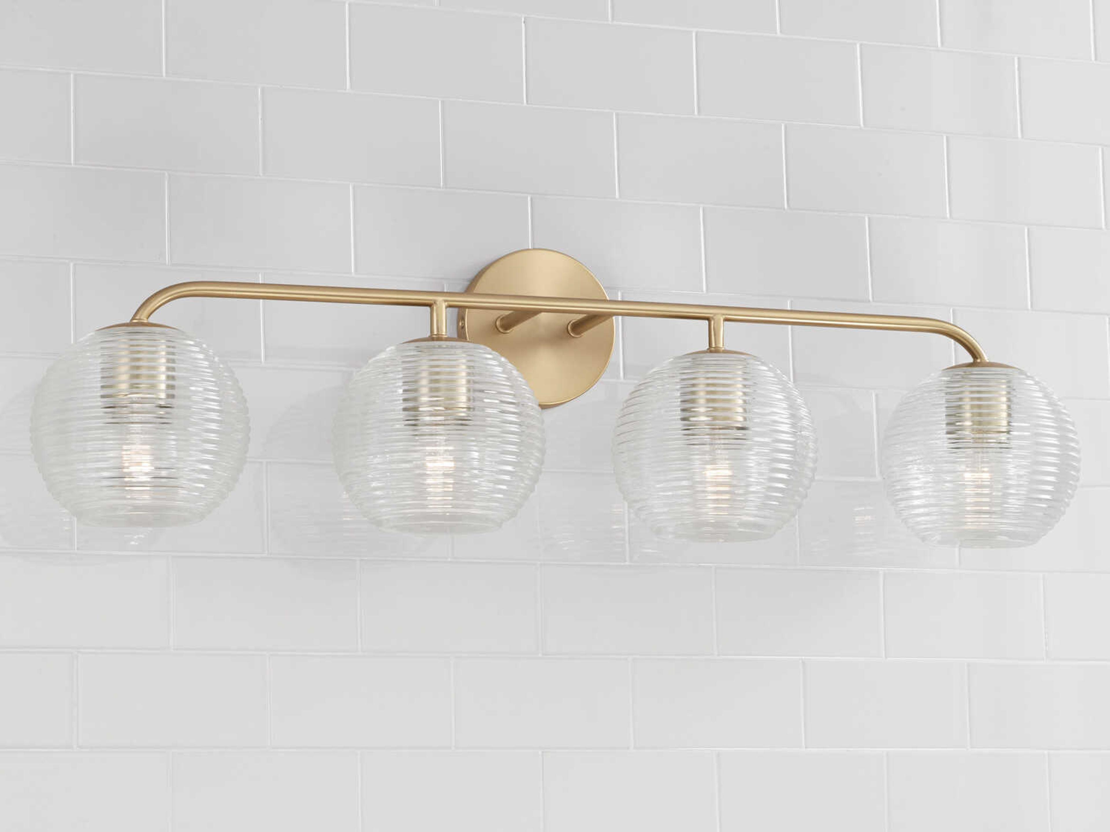 Capital Lighting Dolan 4-Light Matte Brass Glass Vanity Light