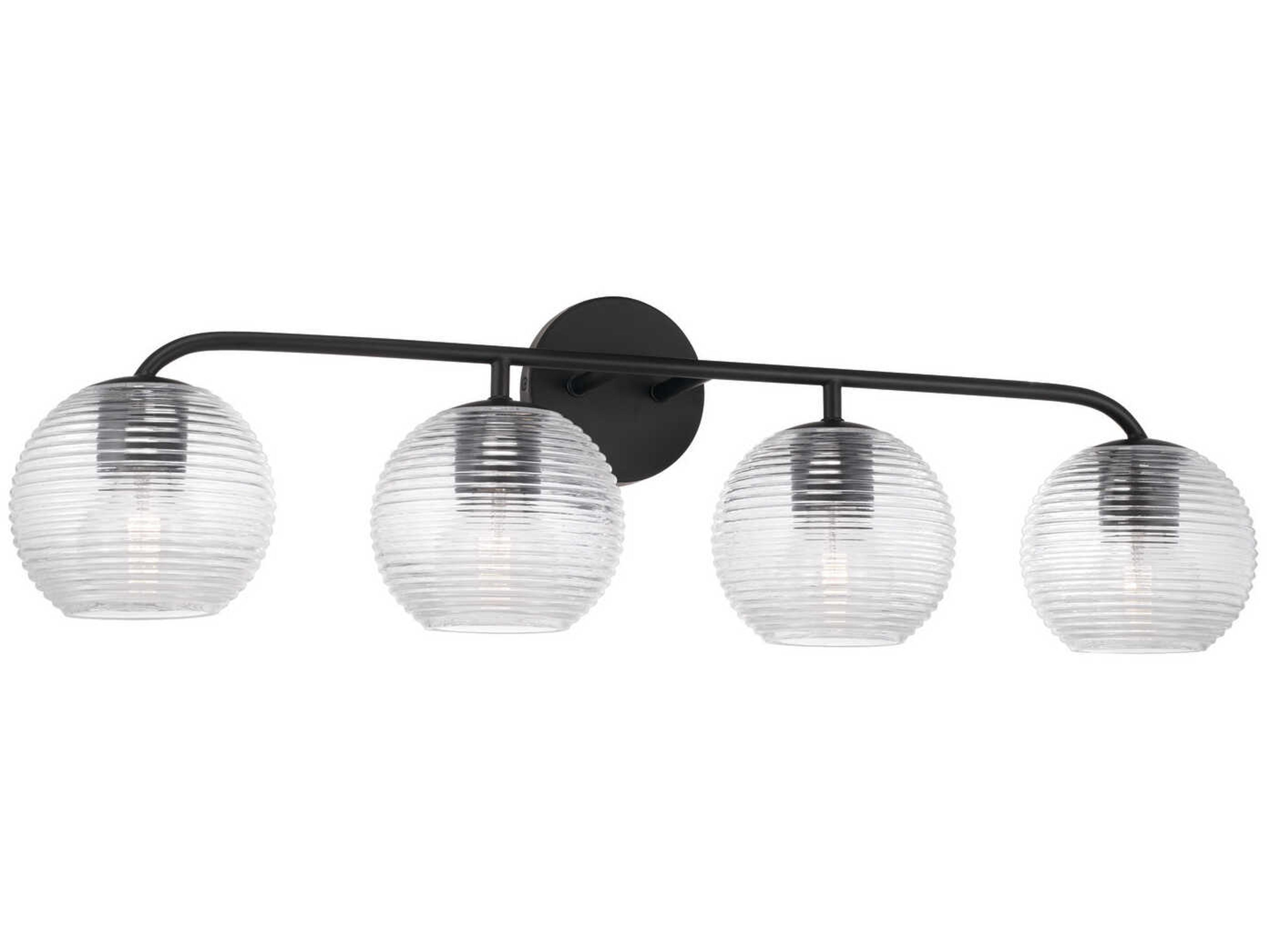 Dolan 4-Light Matte Black Glass Vanity Light