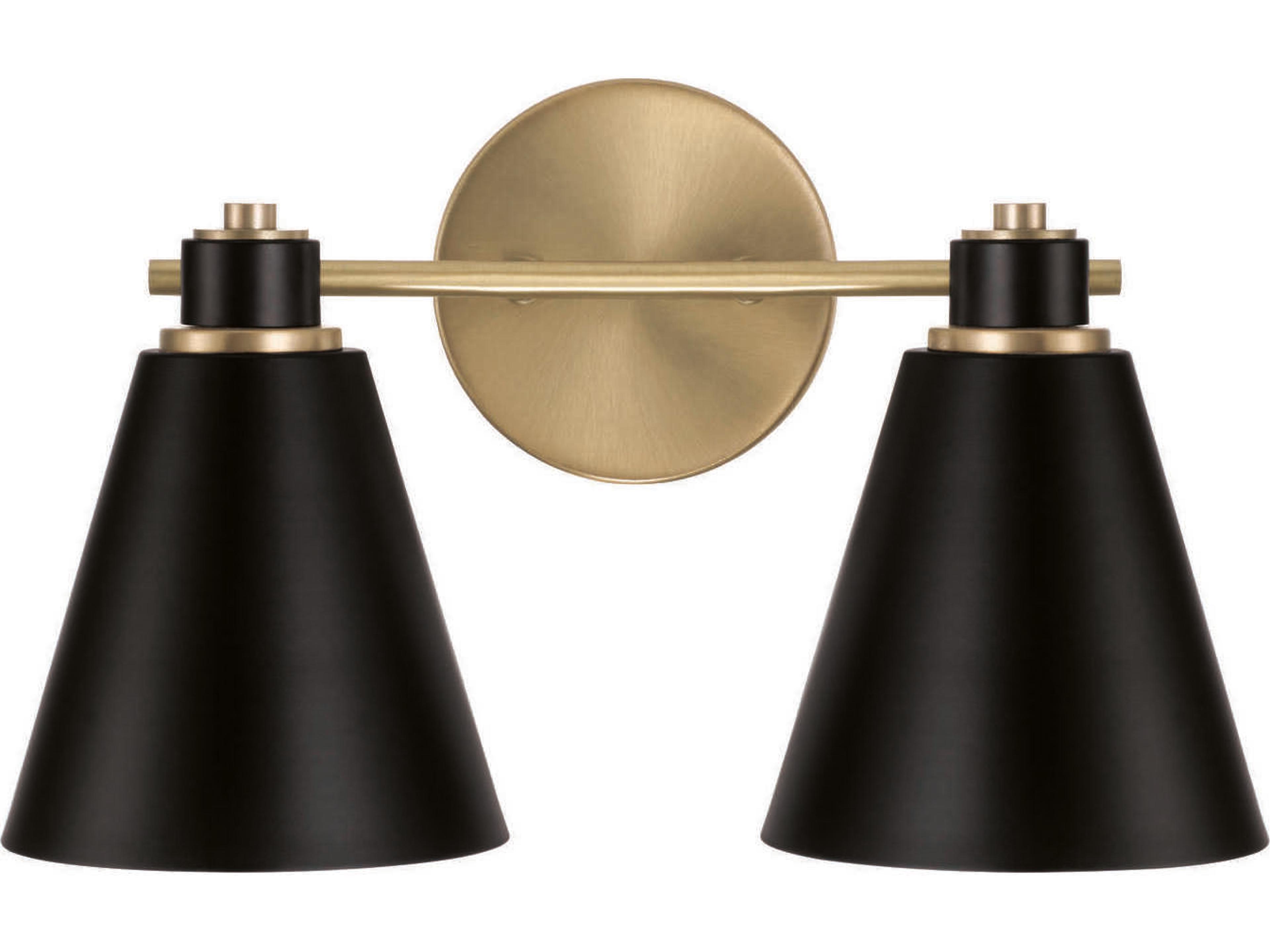 Capital Lighting Bradley 2-Light Aged Brass Black Vanity Light