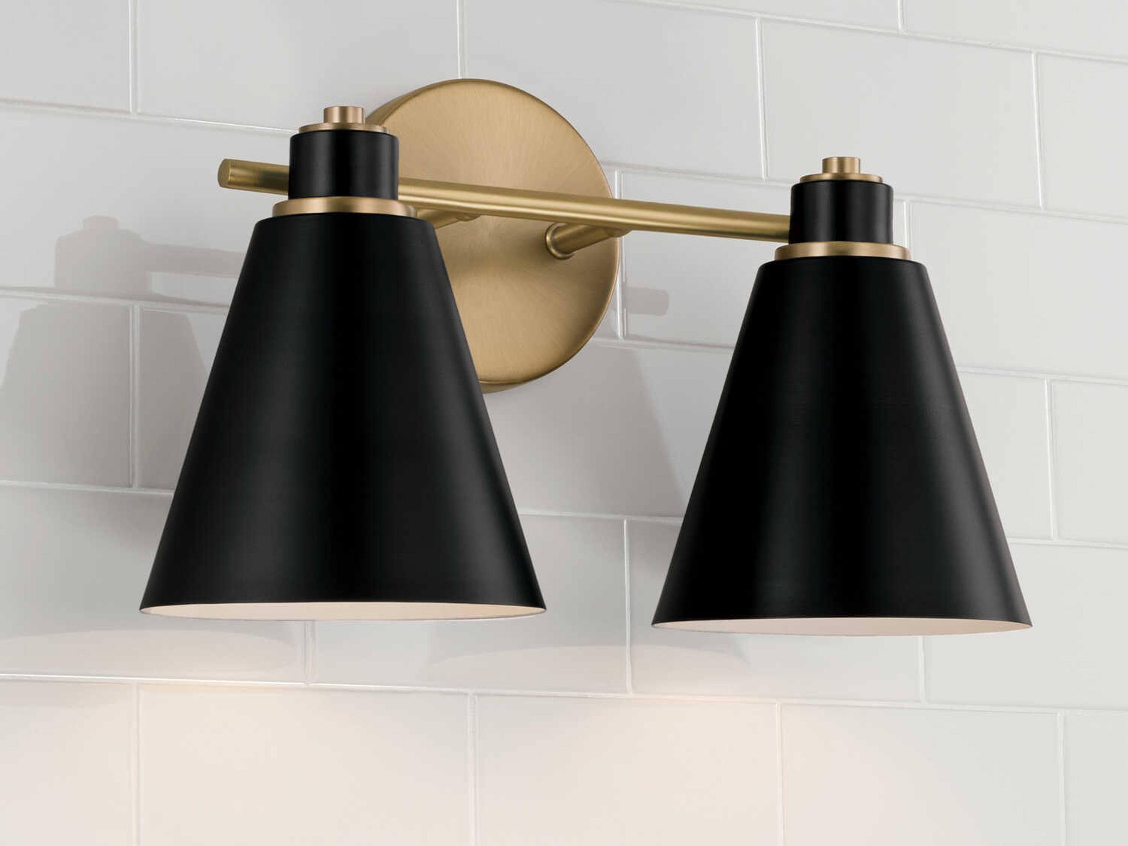 Capital Lighting Bradley 2-Light Aged Brass Black Vanity Light