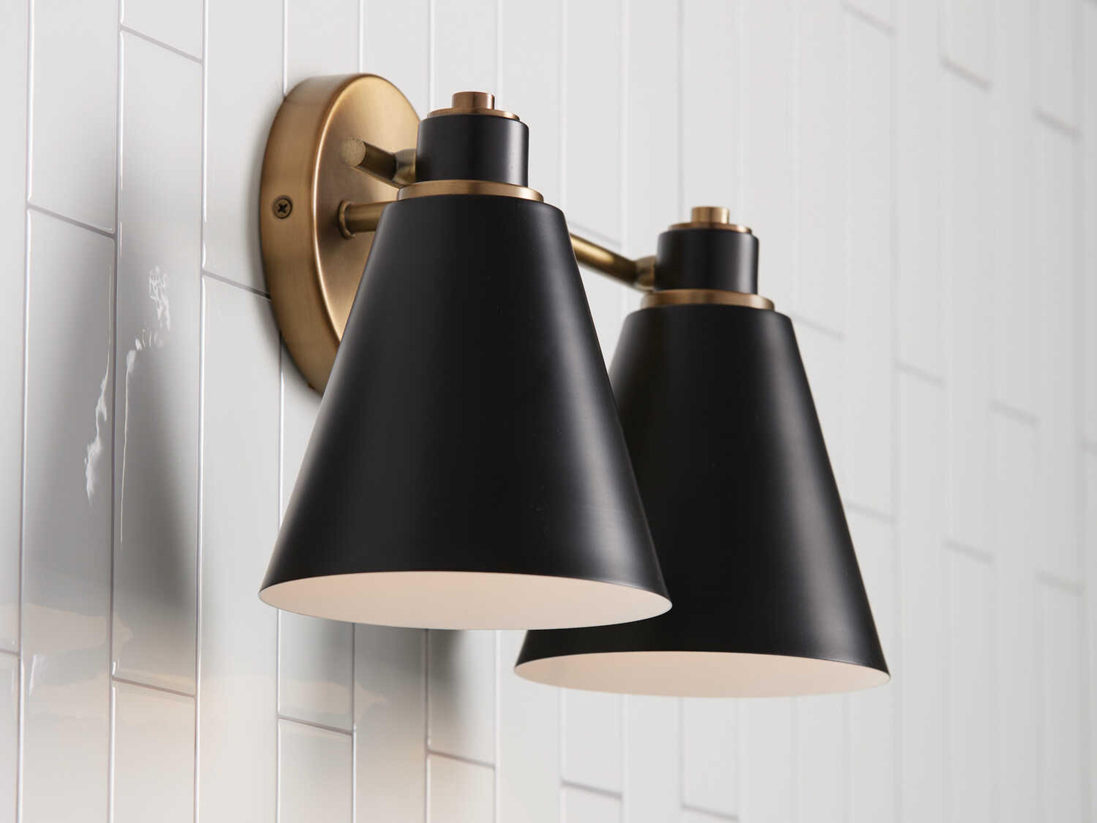 Capital Lighting Bradley 2-Light Aged Brass Black Vanity Light