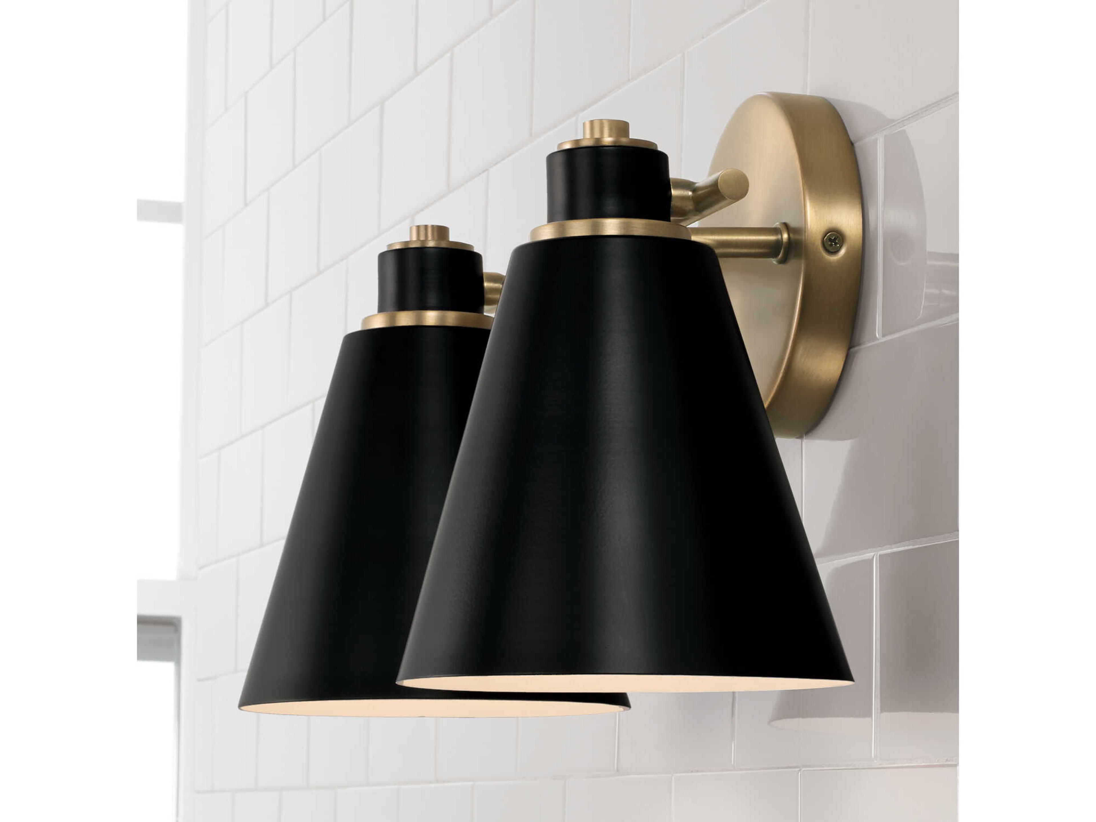 Capital Lighting Bradley 2-Light Aged Brass Black Vanity Light