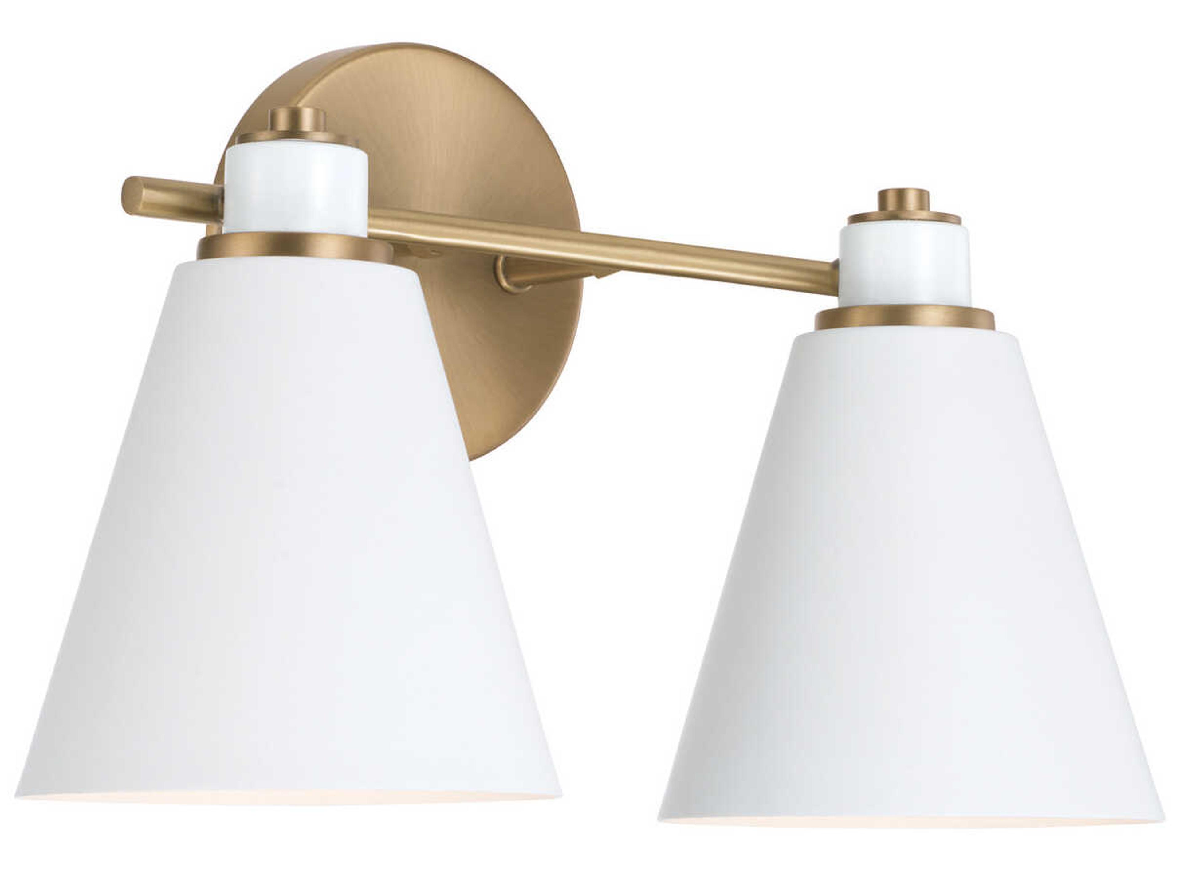 Bradley 2-Light Aged Brass White Vanity Light
