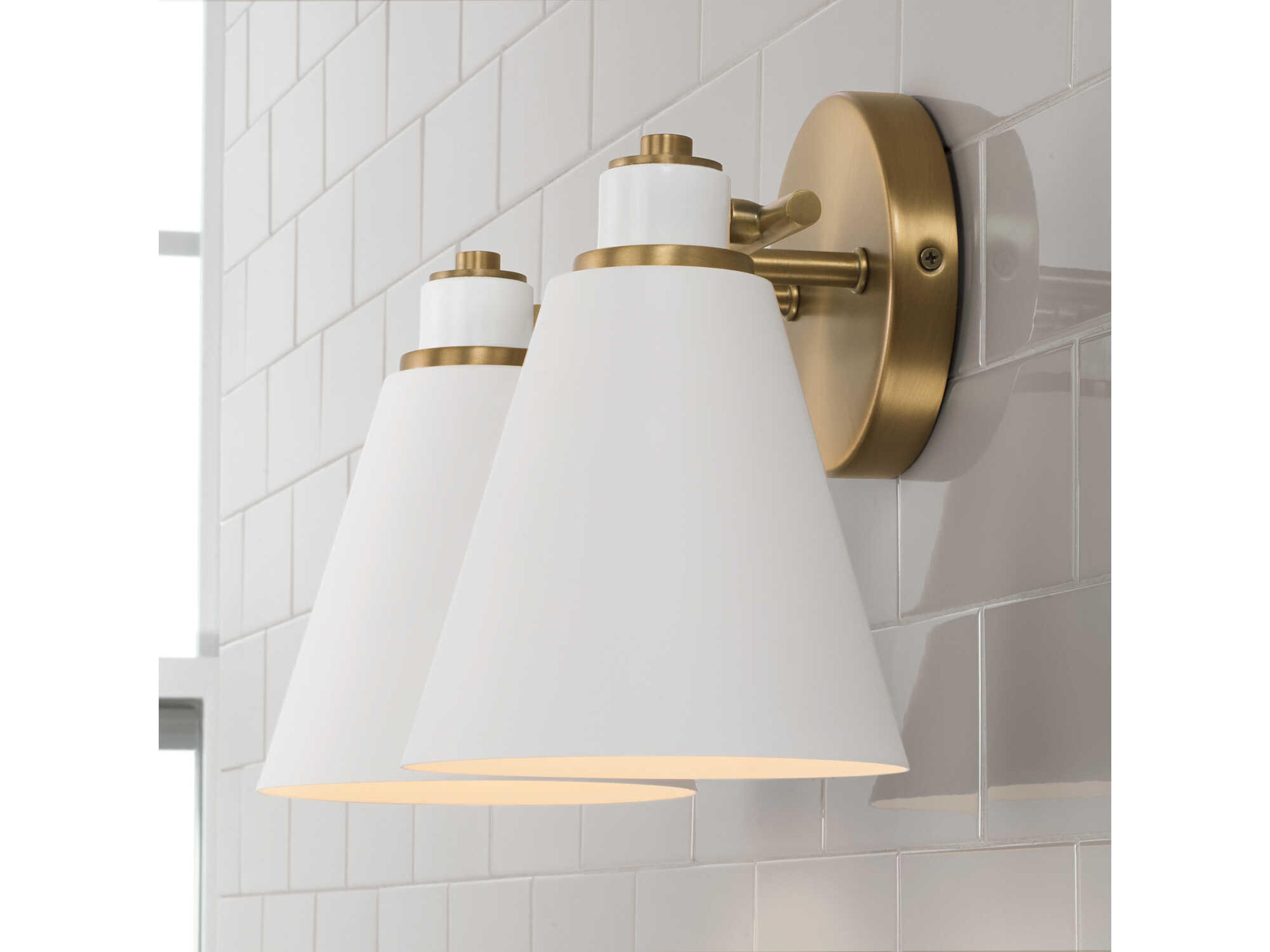 Capital Lighting Bradley 2-Light Aged Brass White Vanity Light