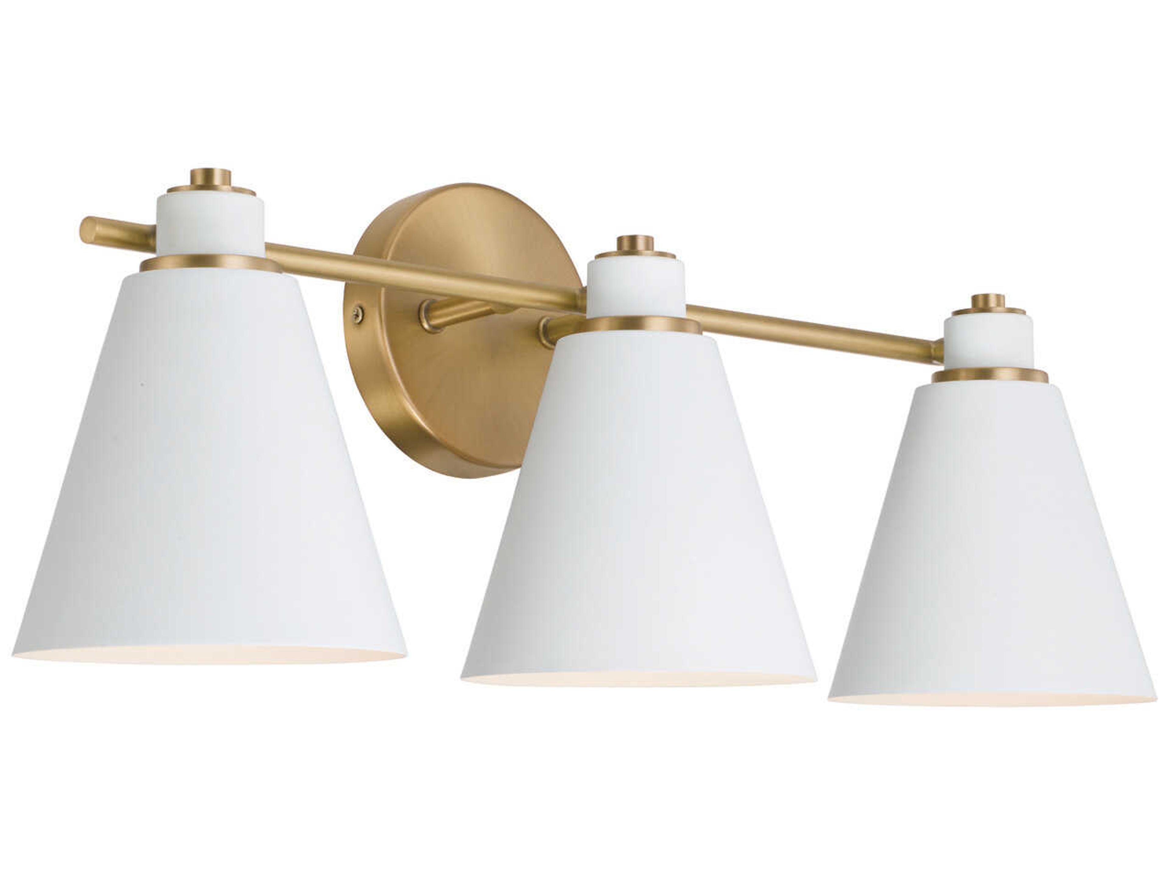 Bradley 3-Light Aged Brass White Vanity Light
