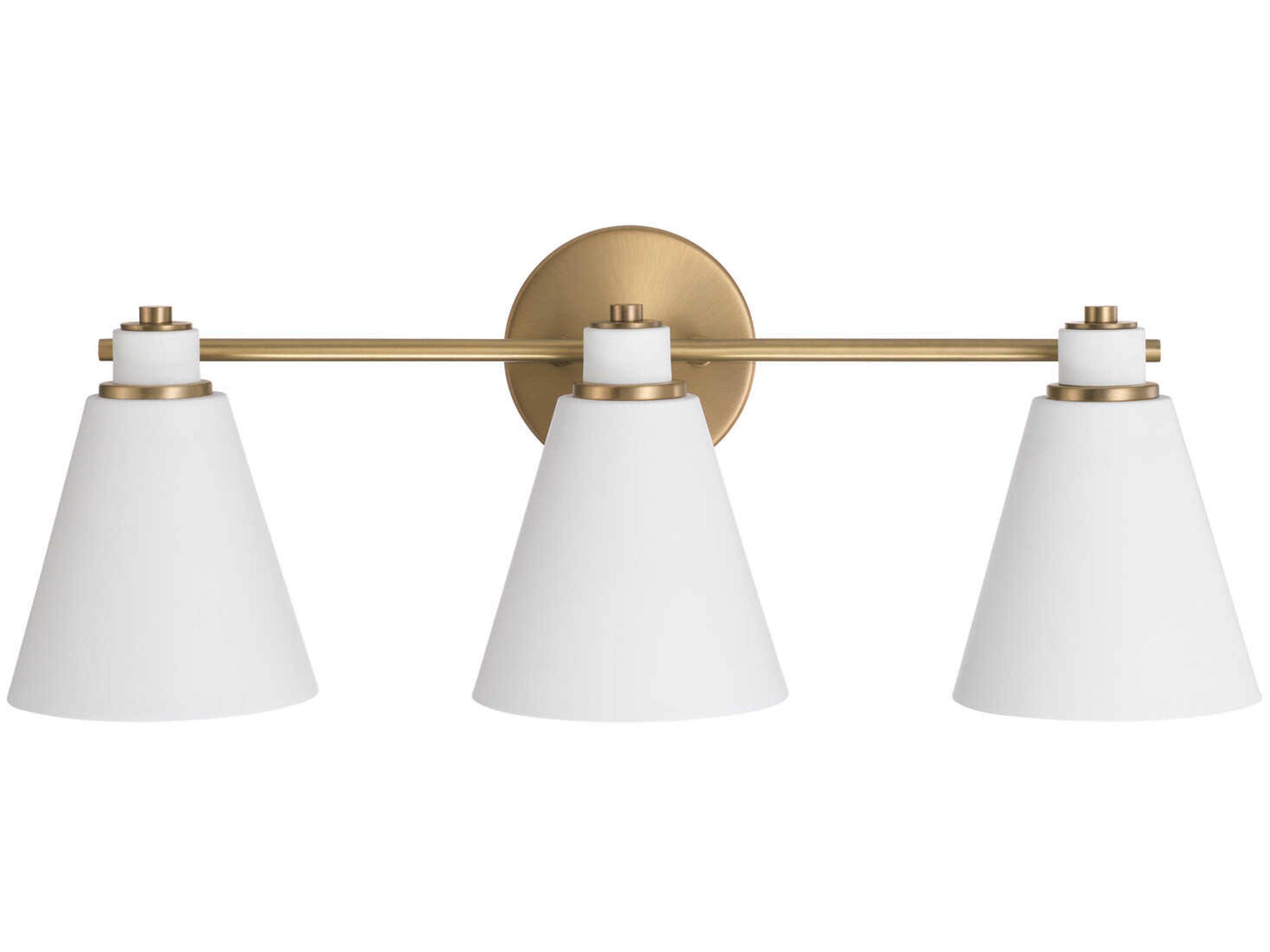 Capital Lighting Bradley 3-Light Aged Brass White Vanity Light