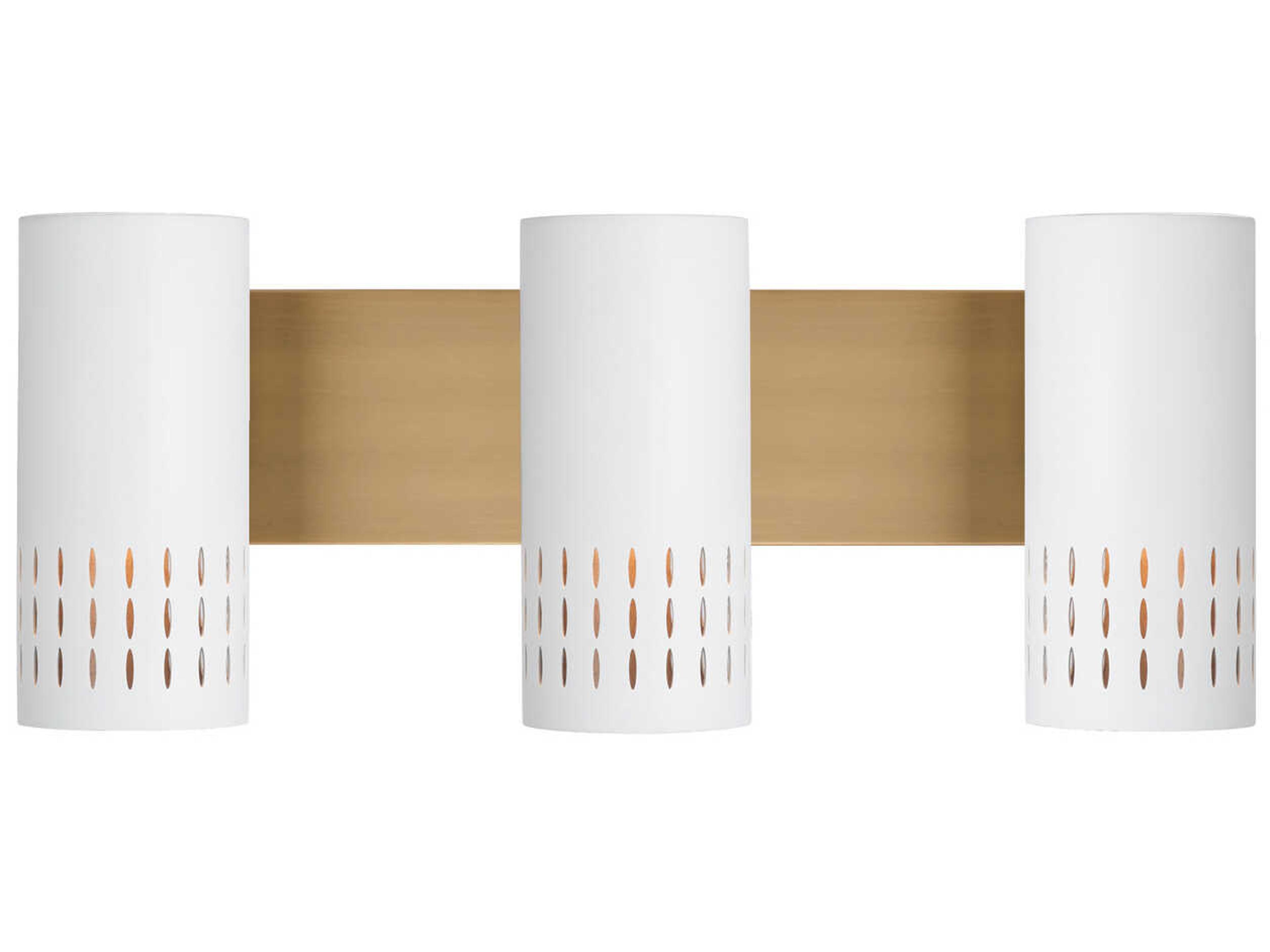 Capital Lighting Dash 3-Light Aged Brass White Vanity Light