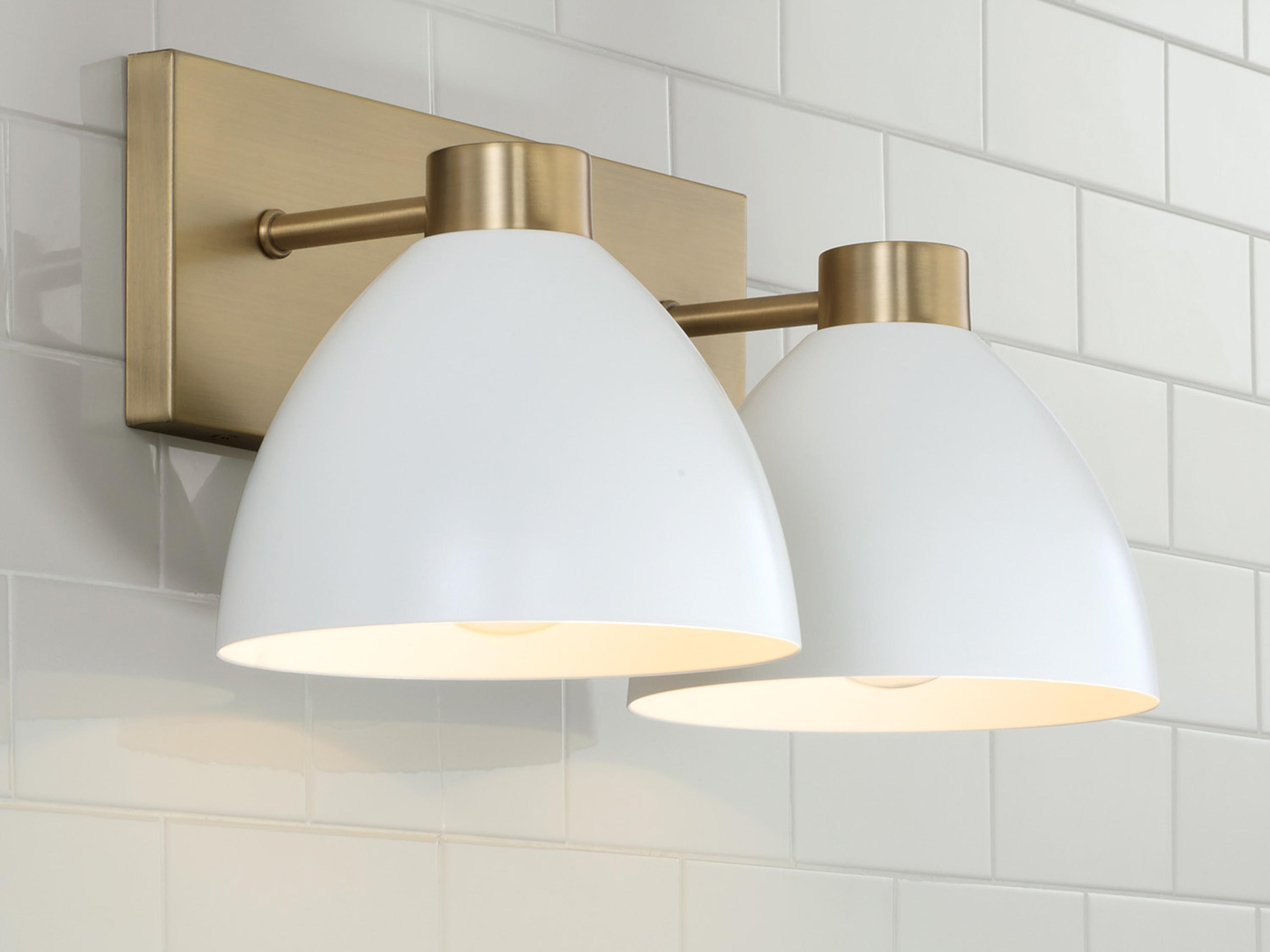 Capital Lighting Ross 2-Light Aged Brass And White Vanity Light