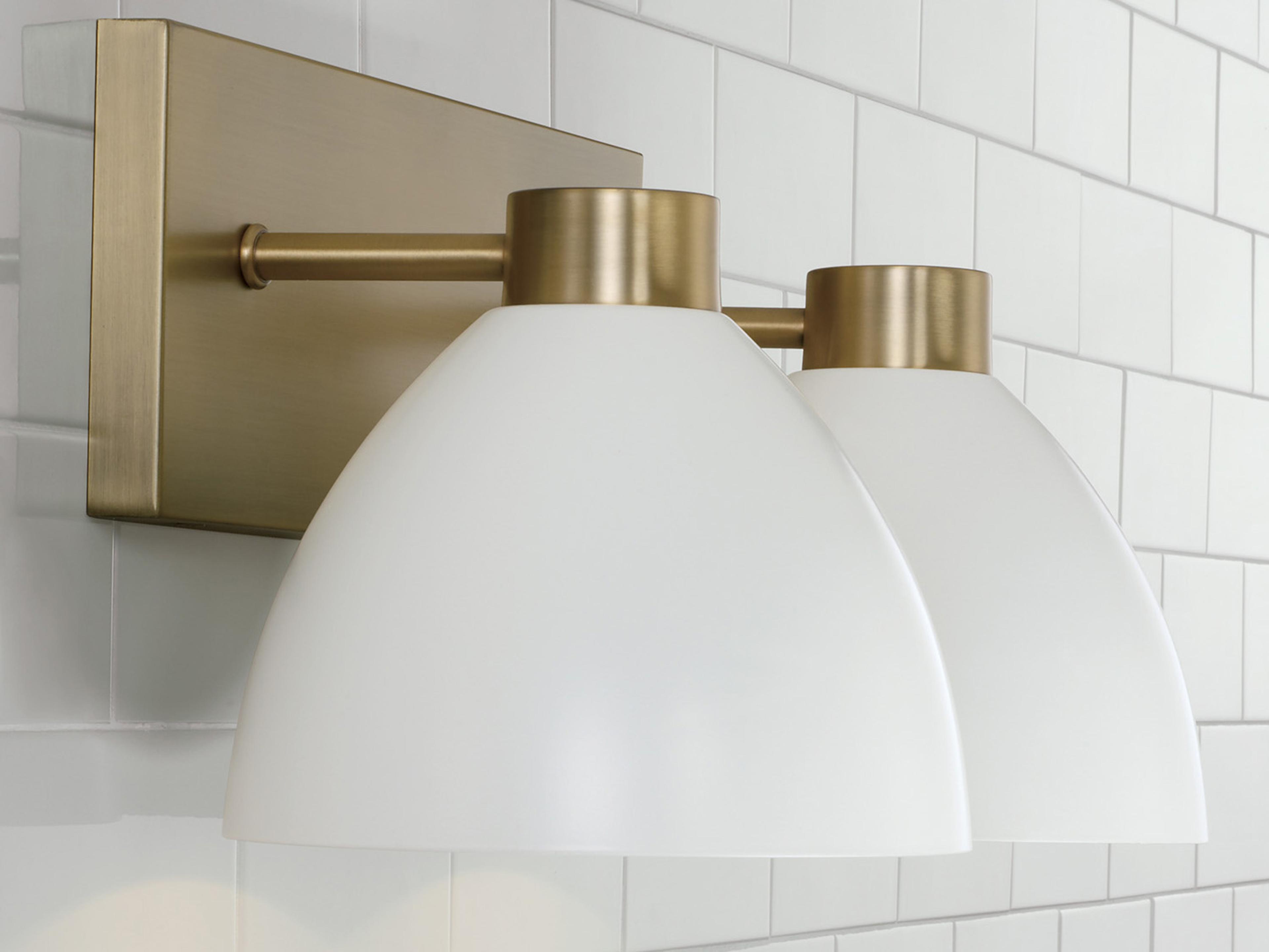 Capital Lighting Ross 2-Light Aged Brass And White Vanity Light