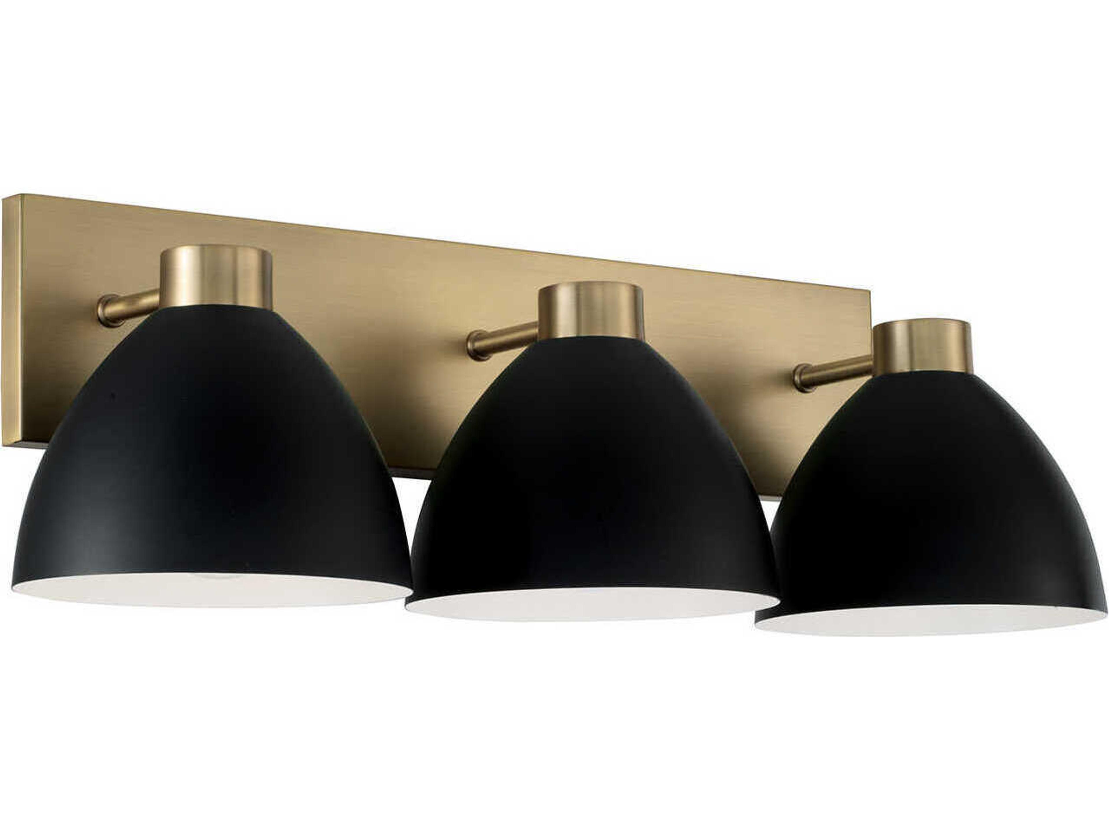 Ross 3-Light Aged Brass And Black Vanity Light