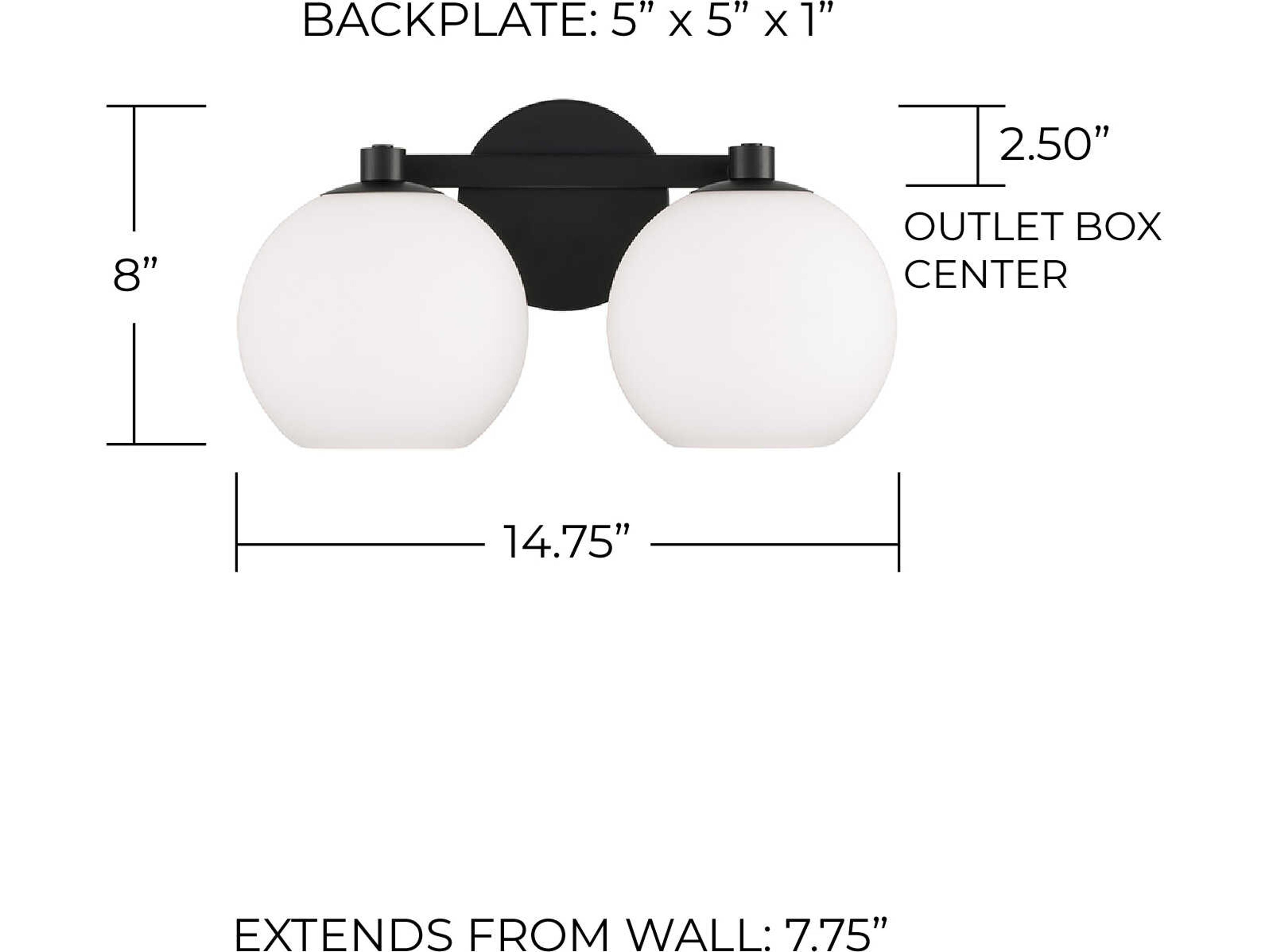 Capital Lighting Ansley 2-Light Matte Black Vanity Light