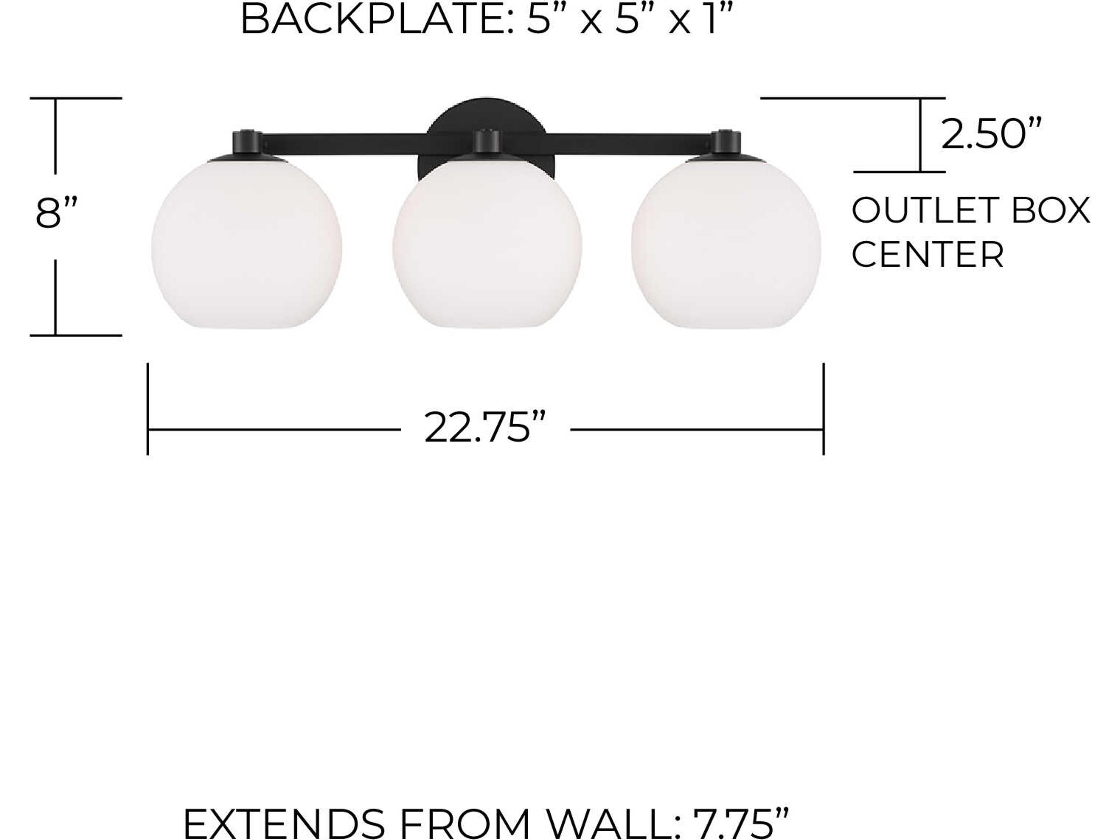 Capital Lighting Ansley 3-Light Matte Black Vanity Light