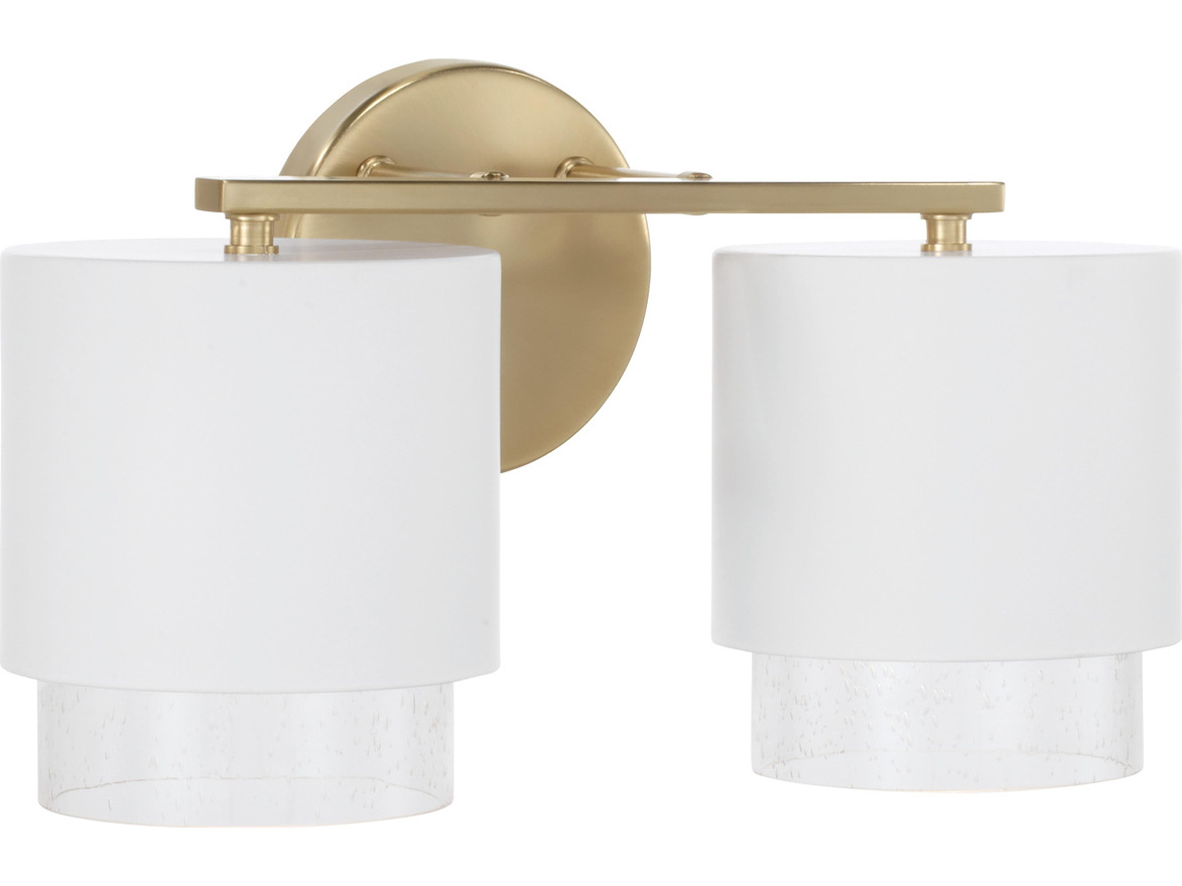 Weller 2-Light Matte Brass White Vanity Light
