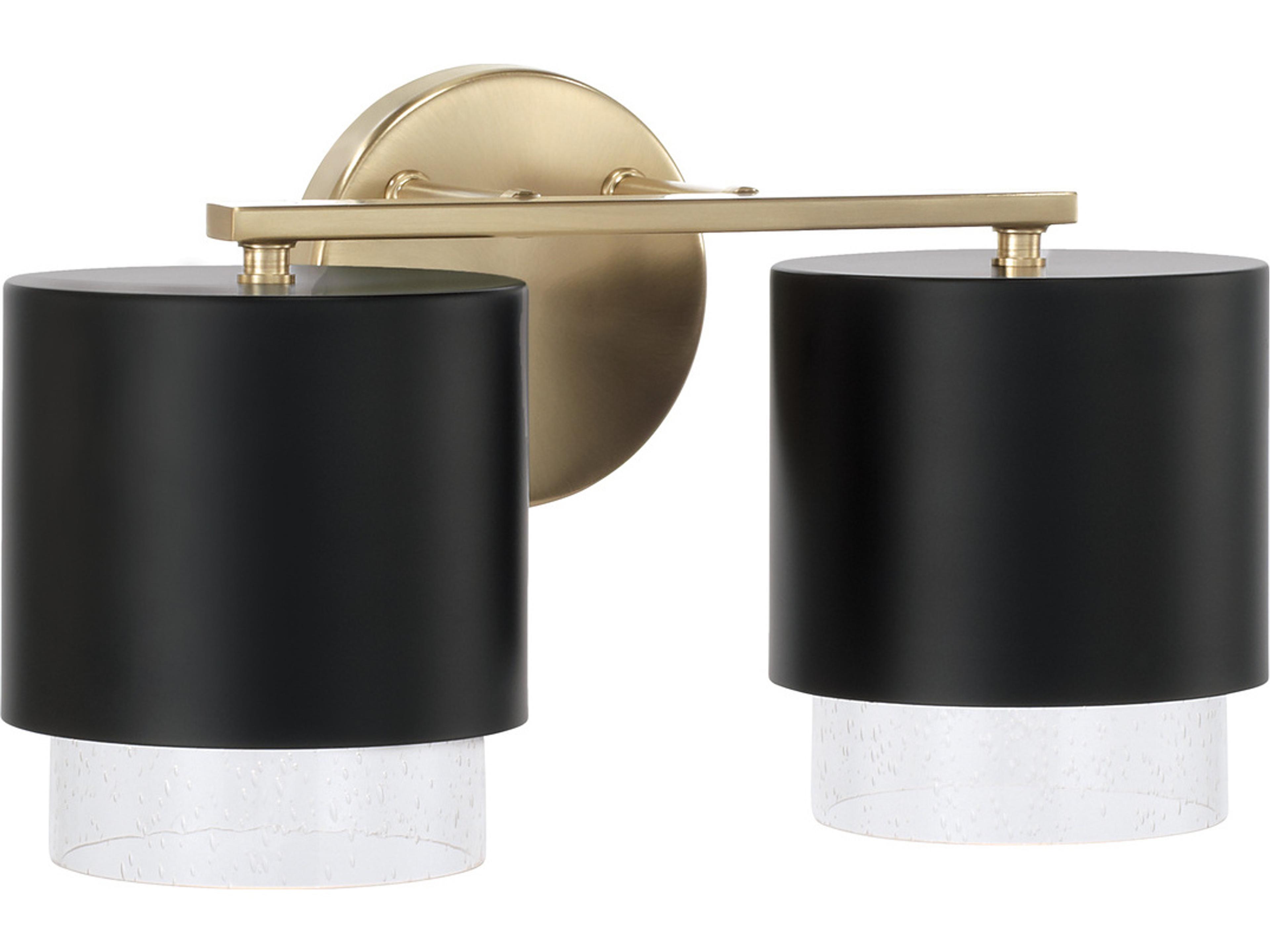 Weller 2-Light Matte Brass Black Vanity Light