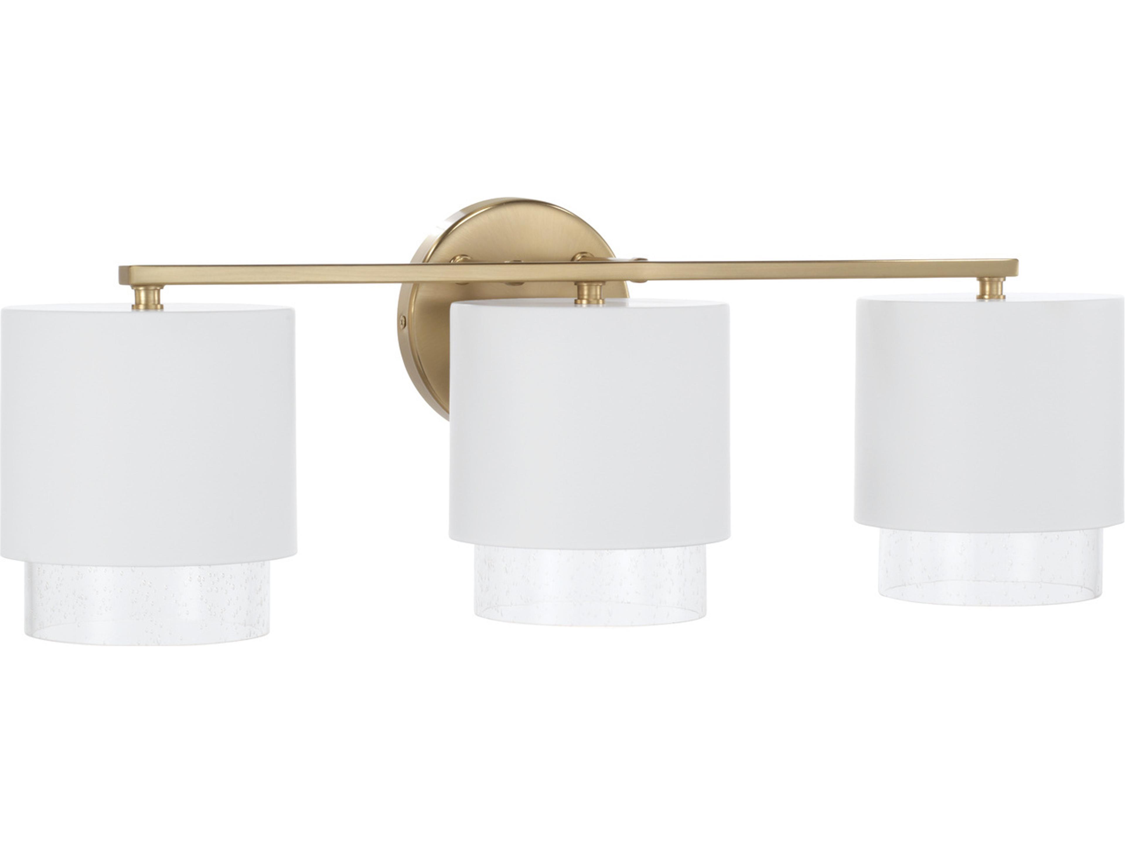 Weller 3-Light Matte Brass White Vanity Light