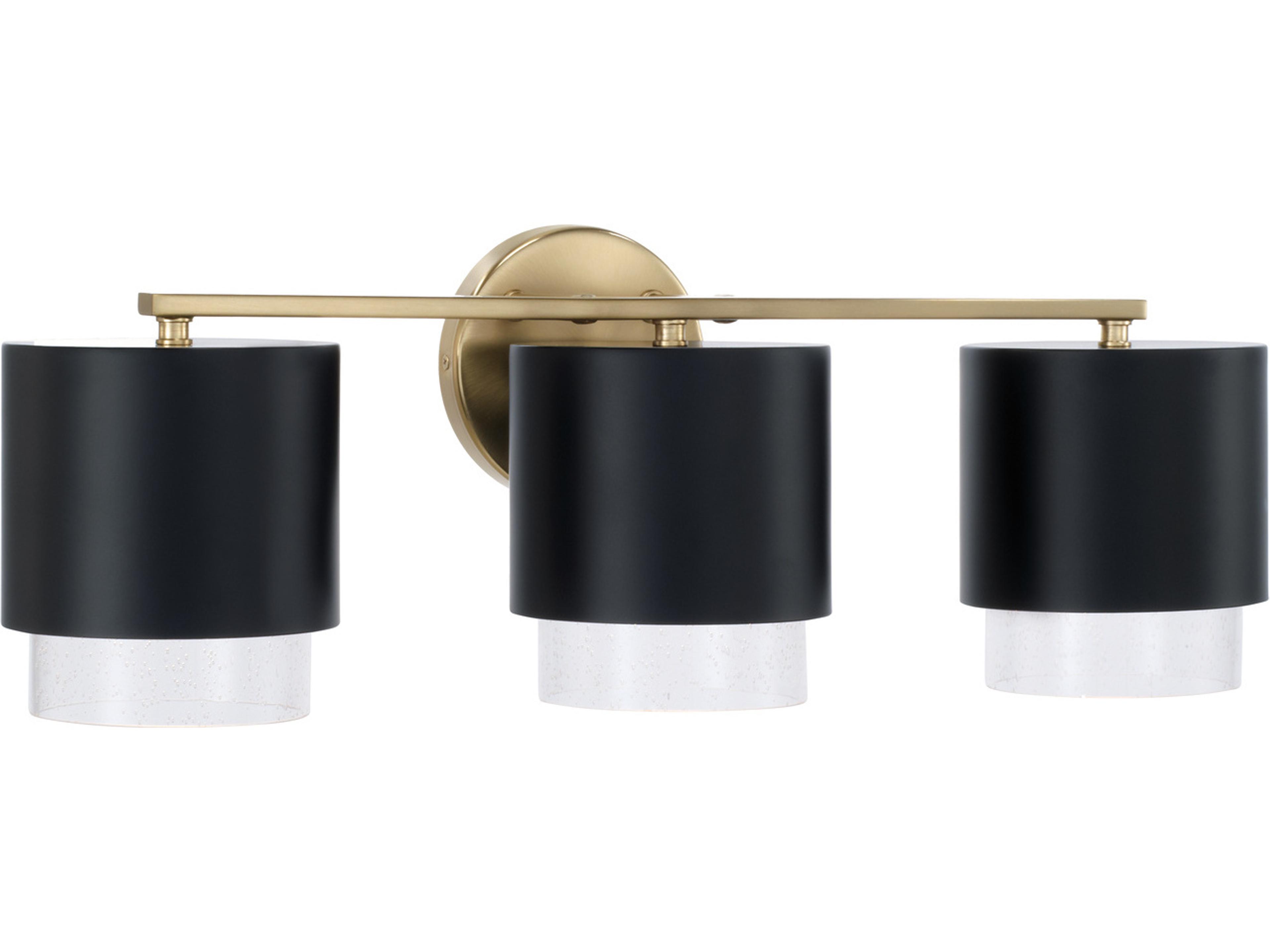 Weller 3-Light Matte Brass Black Vanity Light