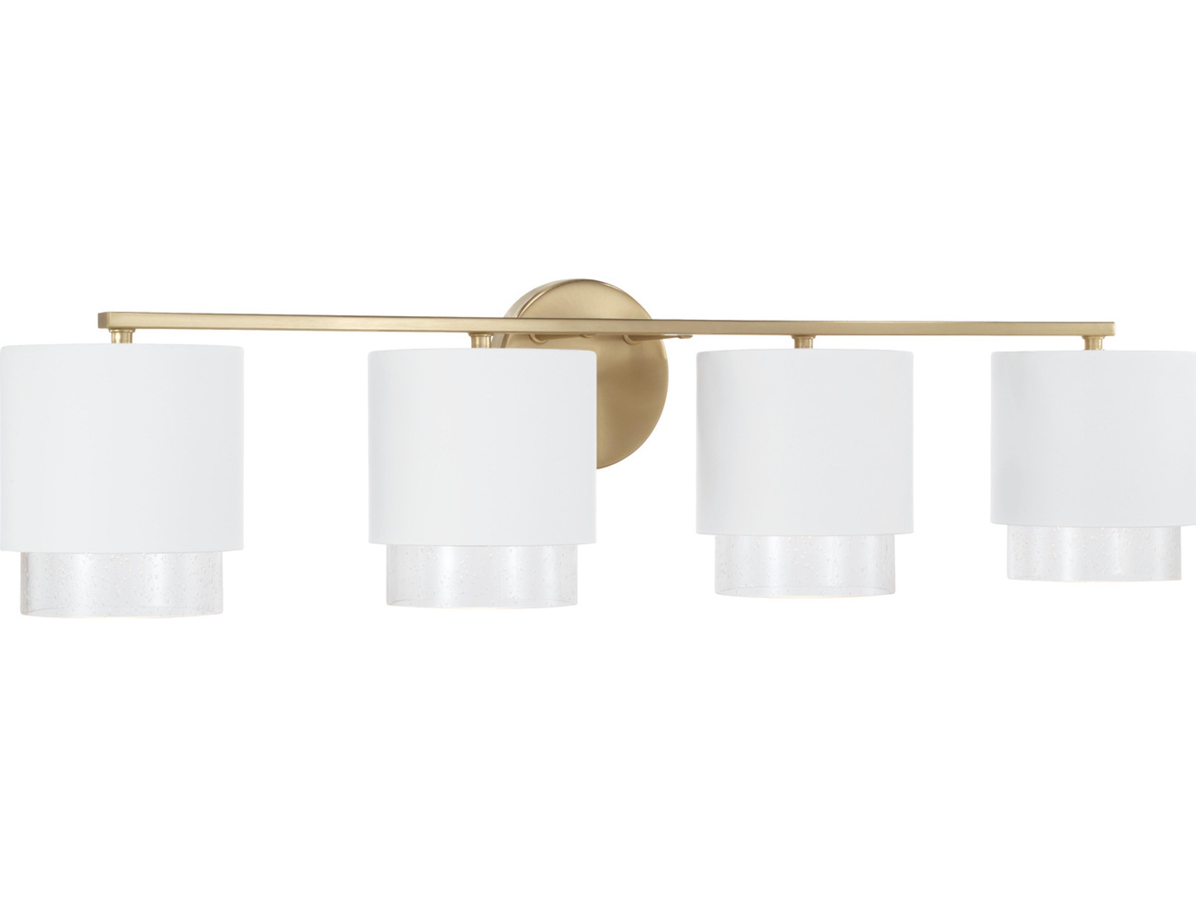 Weller 4-Light Matte Brass White Vanity Light