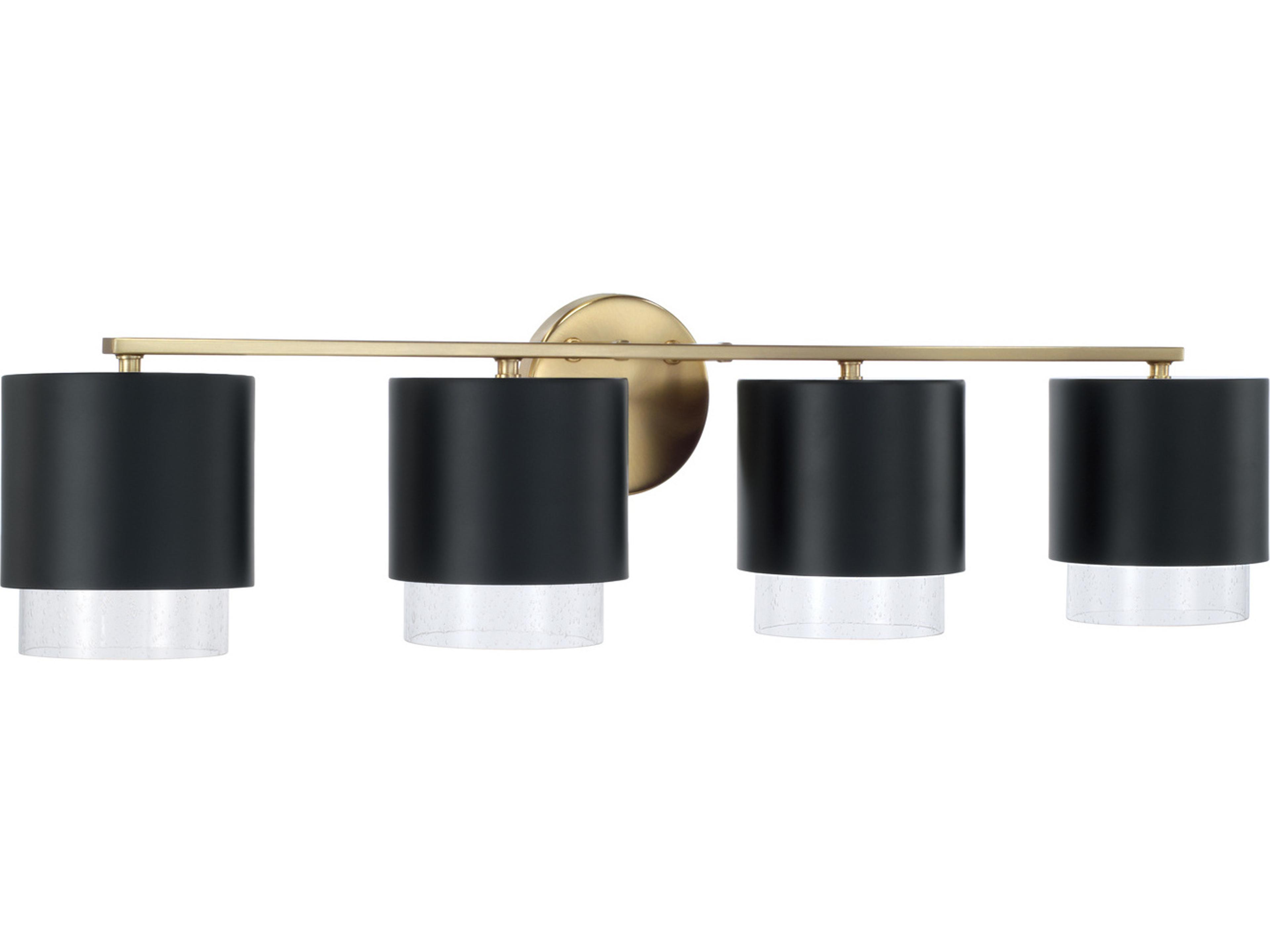 Weller 4-Light Matte Brass Black Vanity Light