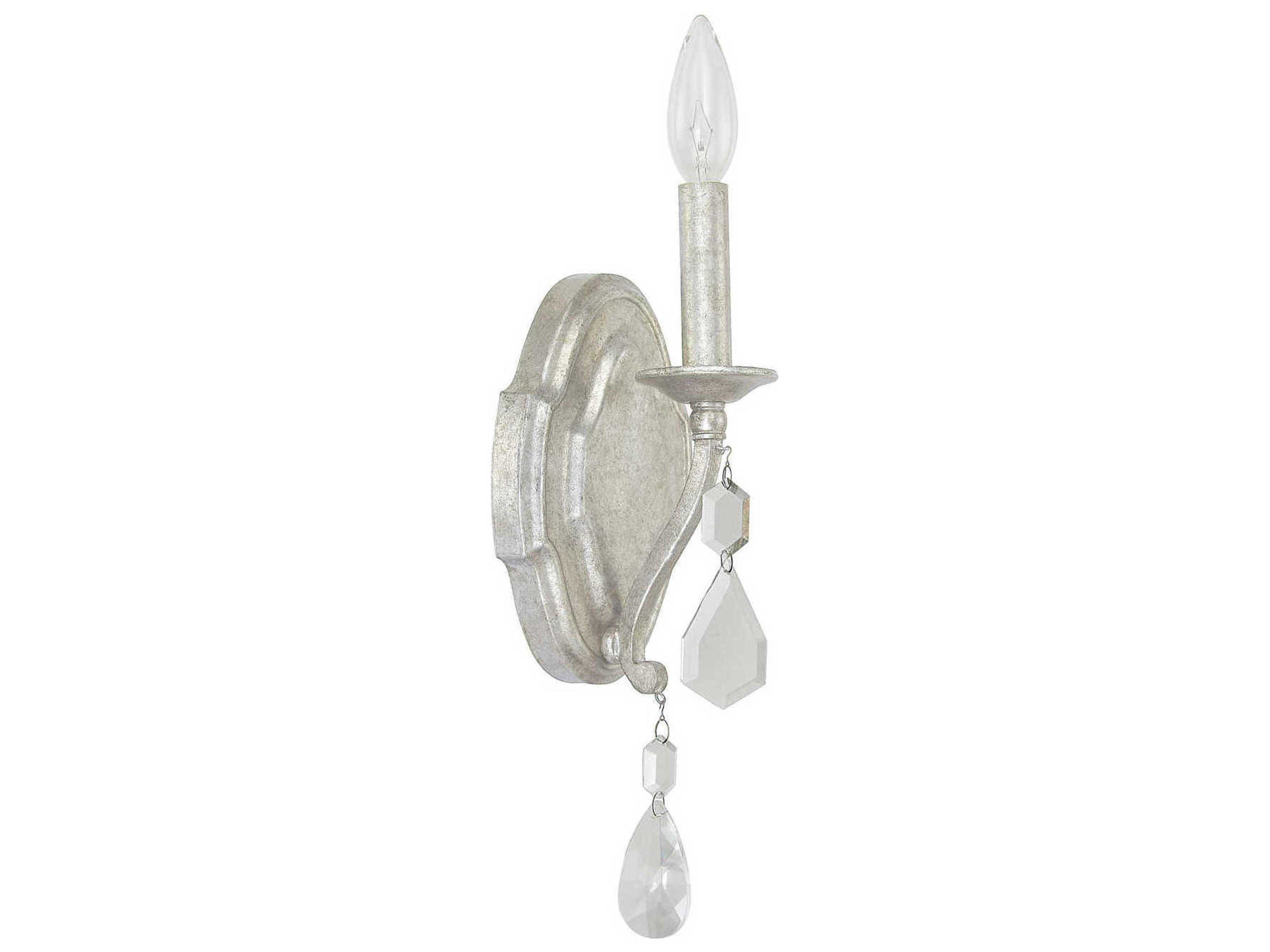 Blakely 1-Light Antique Silver Crystal Wall Sconce