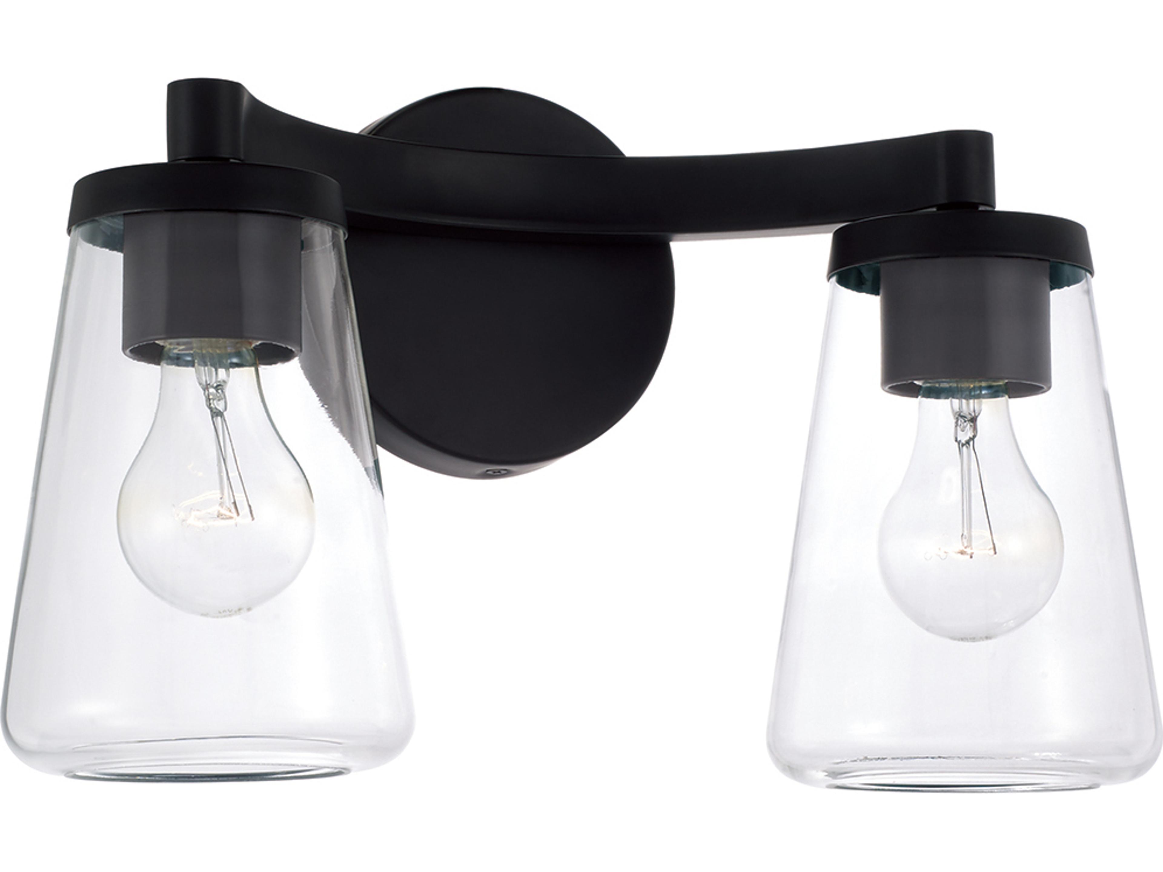 Aaron 2-light Matte Black Vanity Light