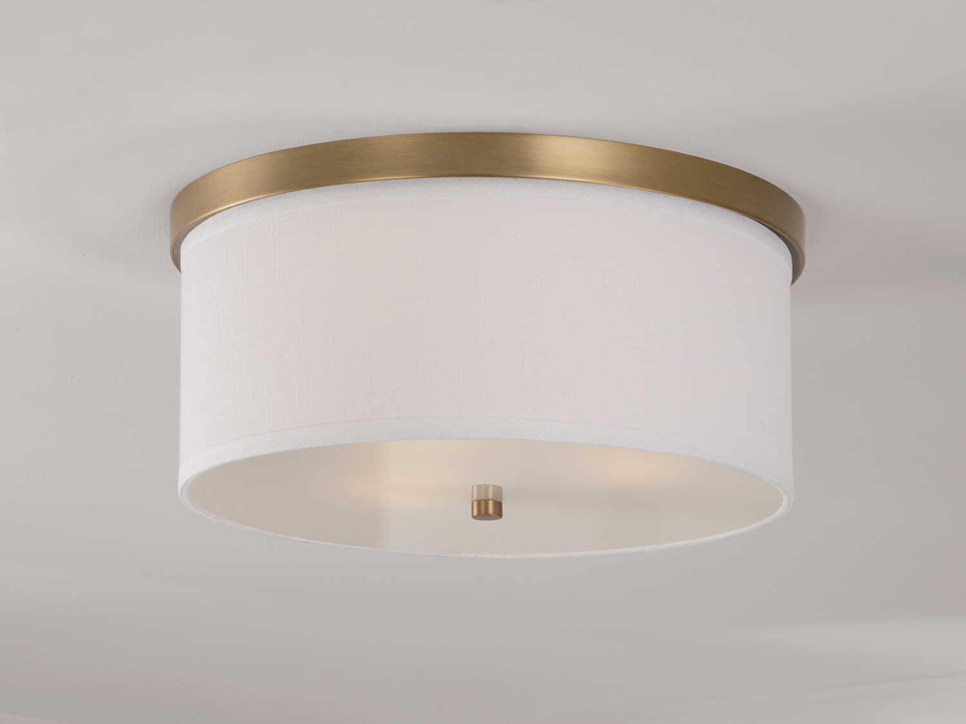 Capital Lighting Midtown 3-Light Aged Brass Glass Drum Flush Mount