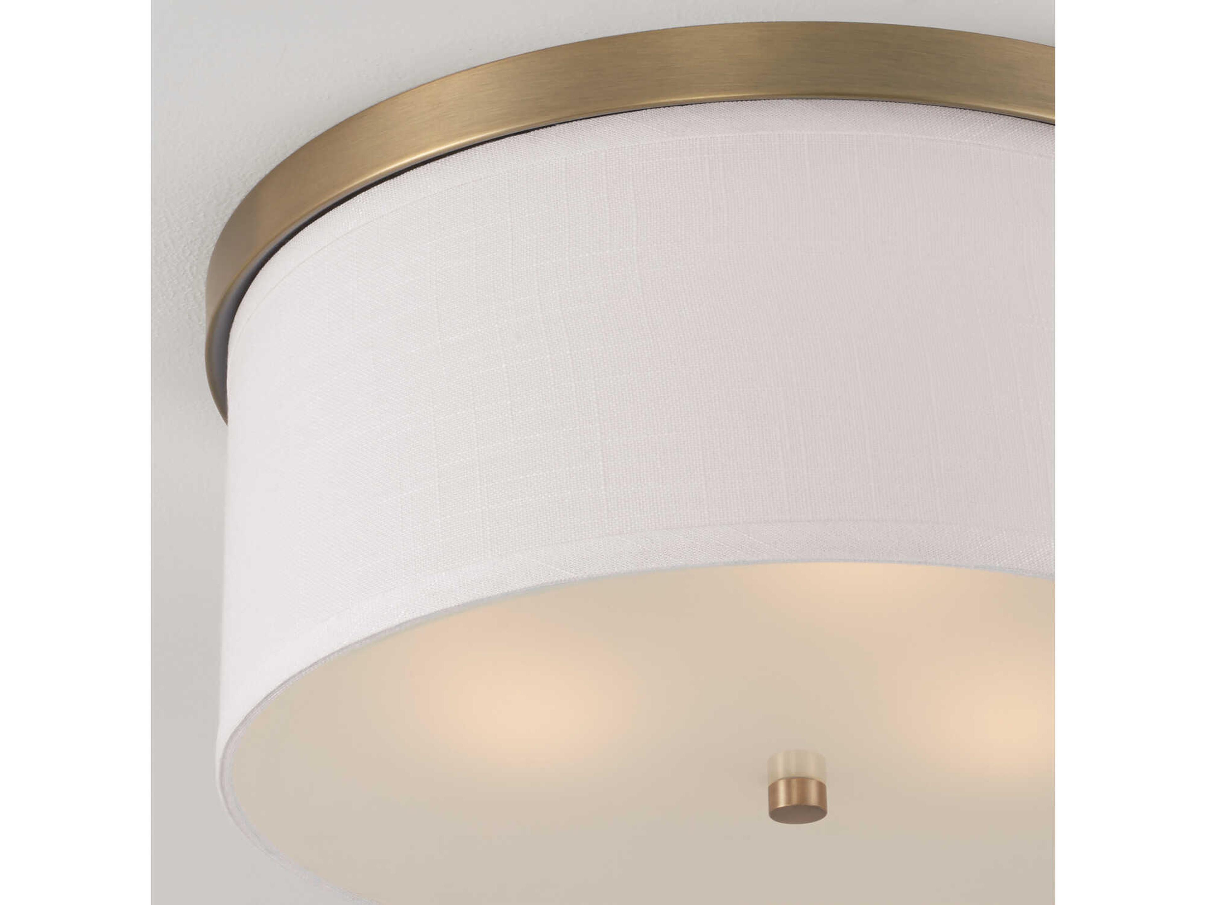 Capital Lighting Midtown 3-Light Aged Brass Glass Drum Flush Mount