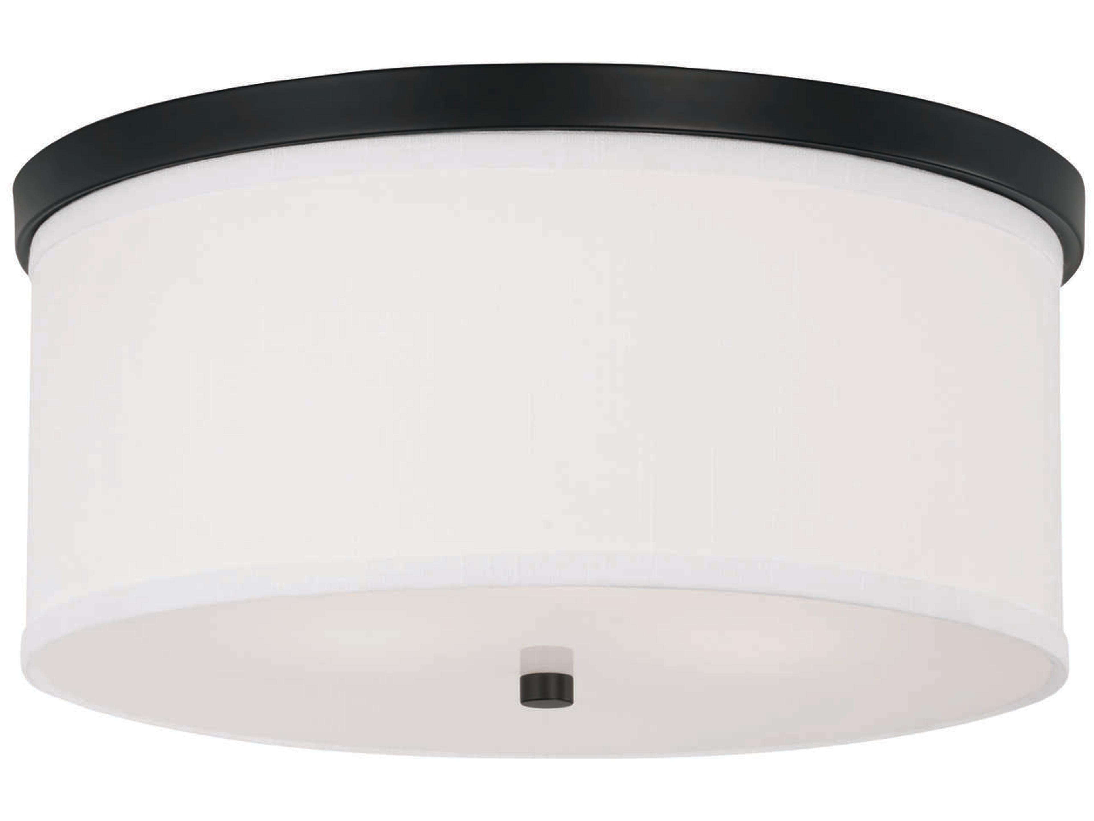 Midtown 3-Light Matte Black Glass Drum Flush Mount