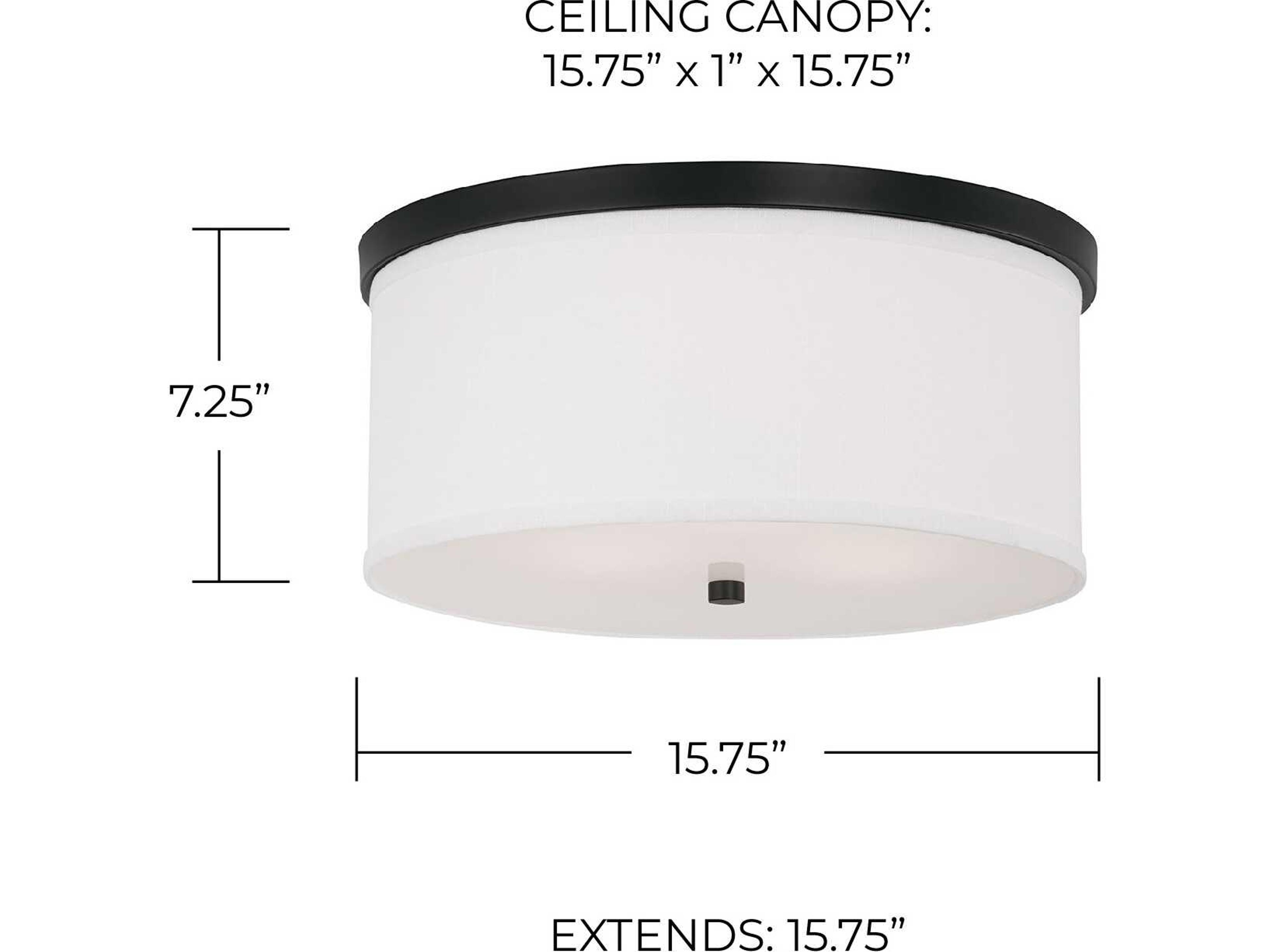 Capital Lighting Midtown 3-Light Matte Black Glass Drum Flush Mount