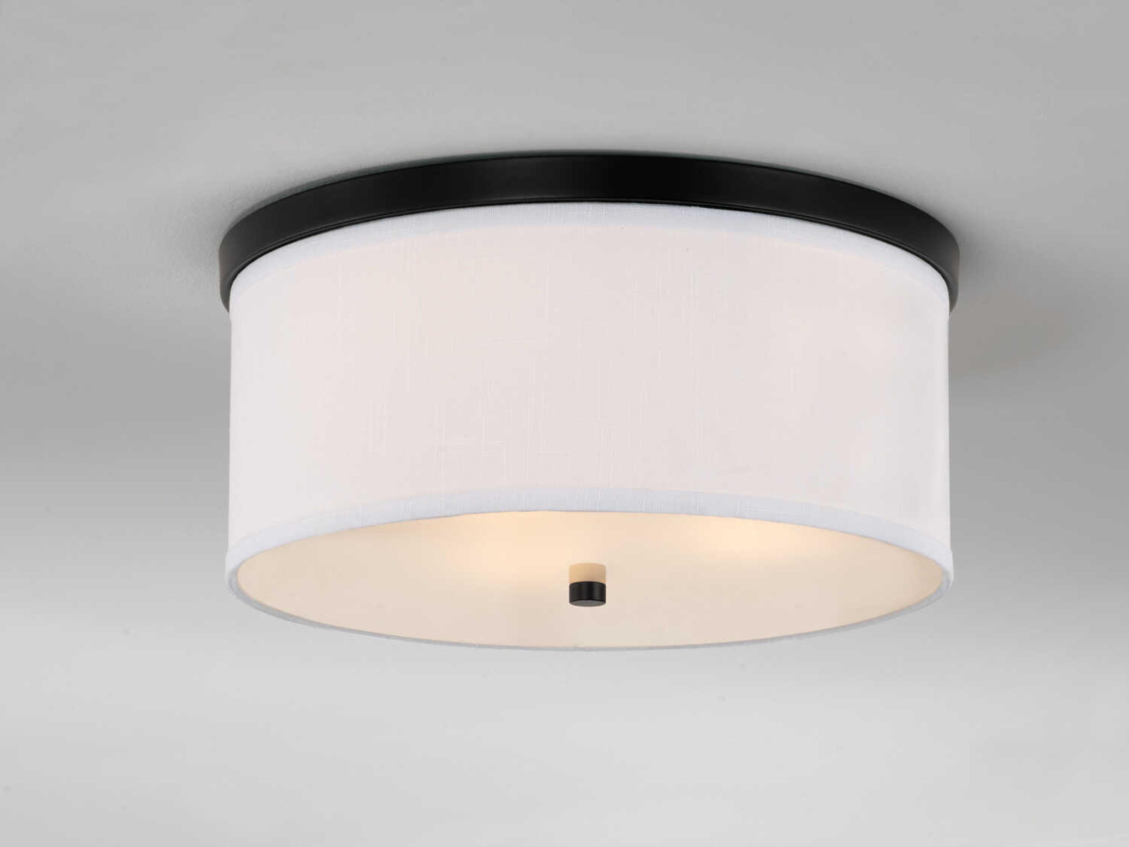 Capital Lighting Midtown 3-Light Matte Black Glass Drum Flush Mount