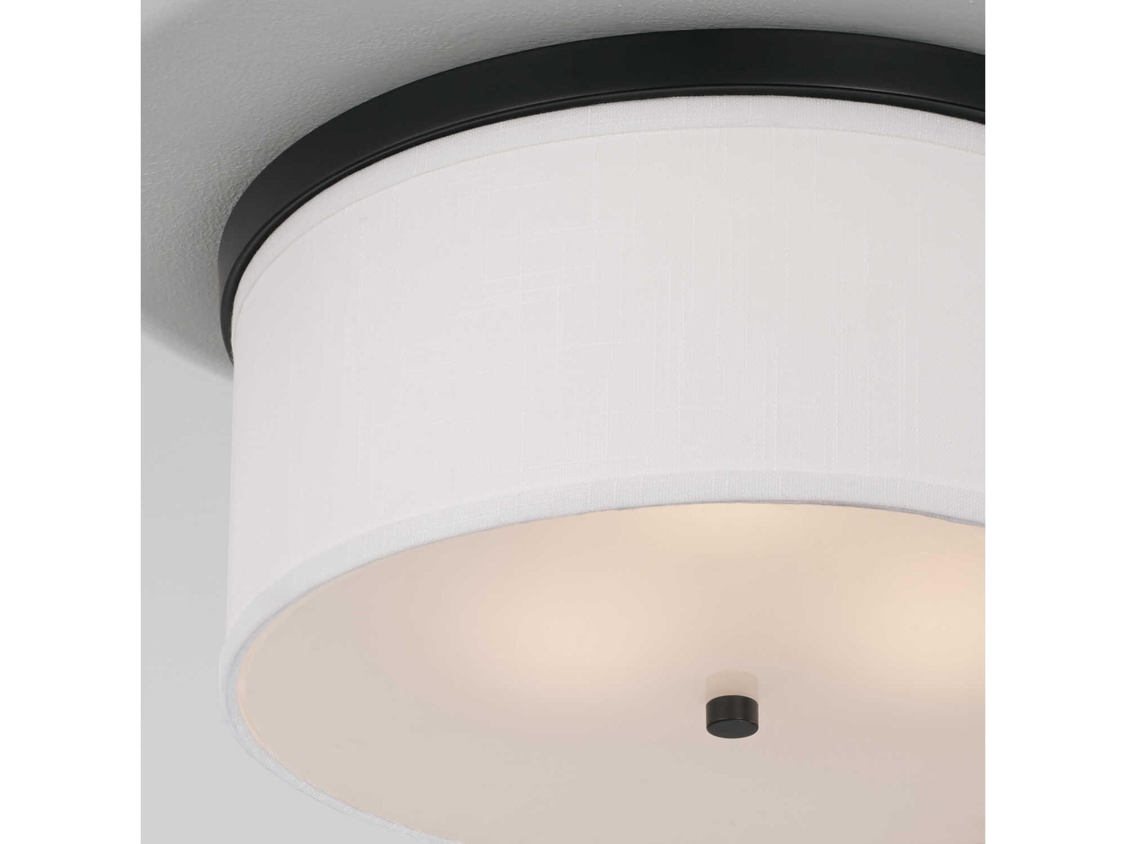 Capital Lighting Midtown 3-Light Matte Black Glass Drum Flush Mount