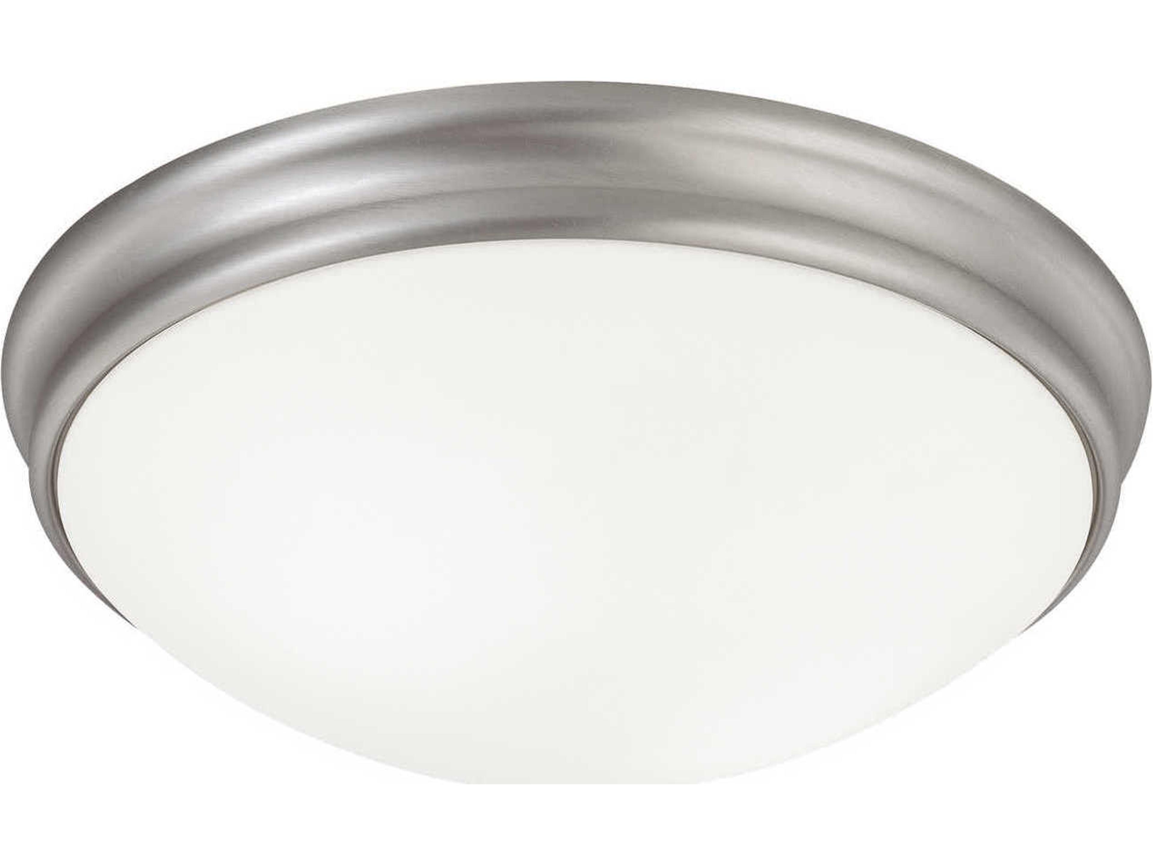 2-Light Matte Nickel Glass Bowl Flush Mount