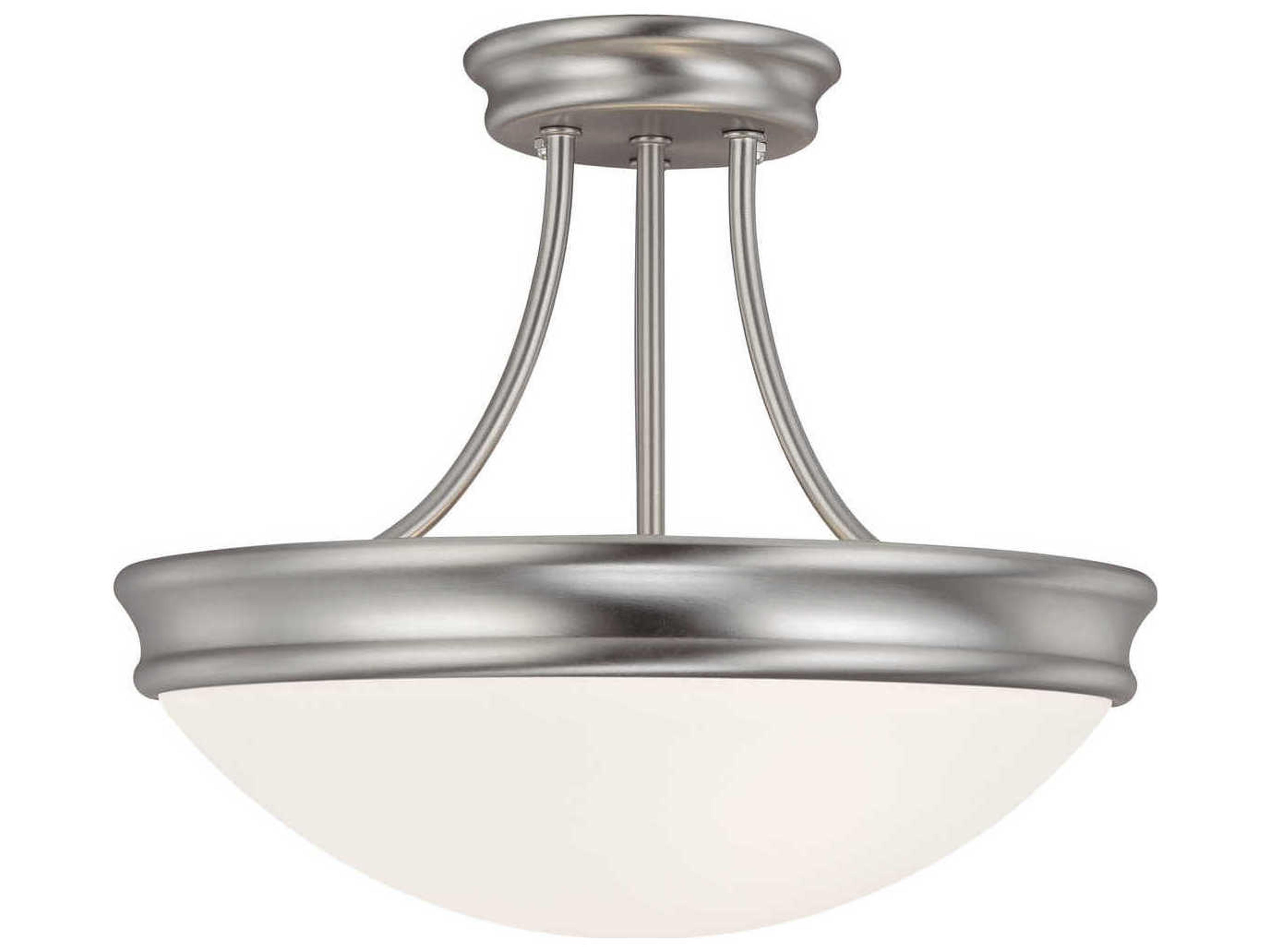 3-Light Matte Nickel Glass Bowl Semi Flush Mount