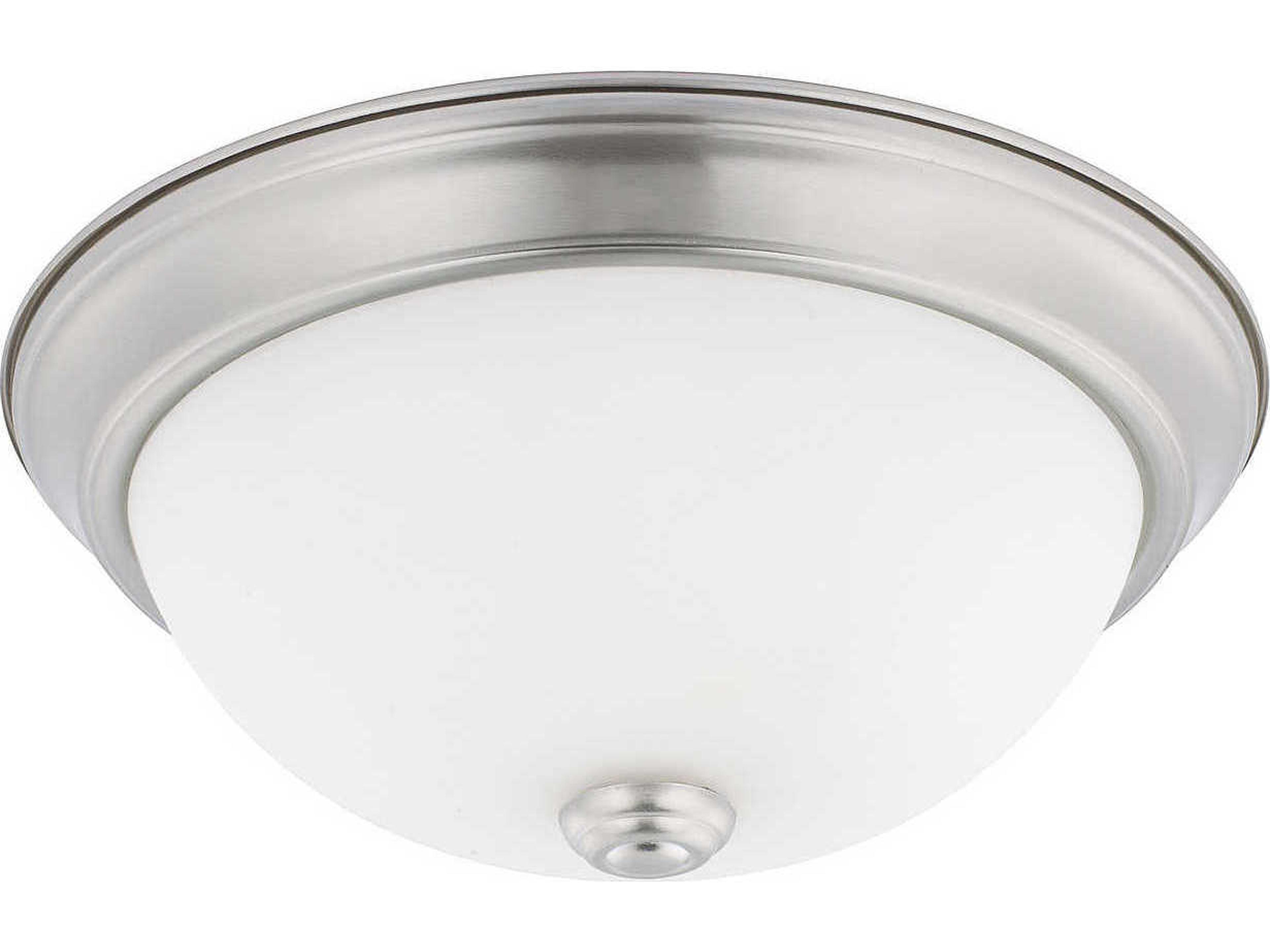 2-Light Brushed Nickel Glass Bowl Flush Mount
