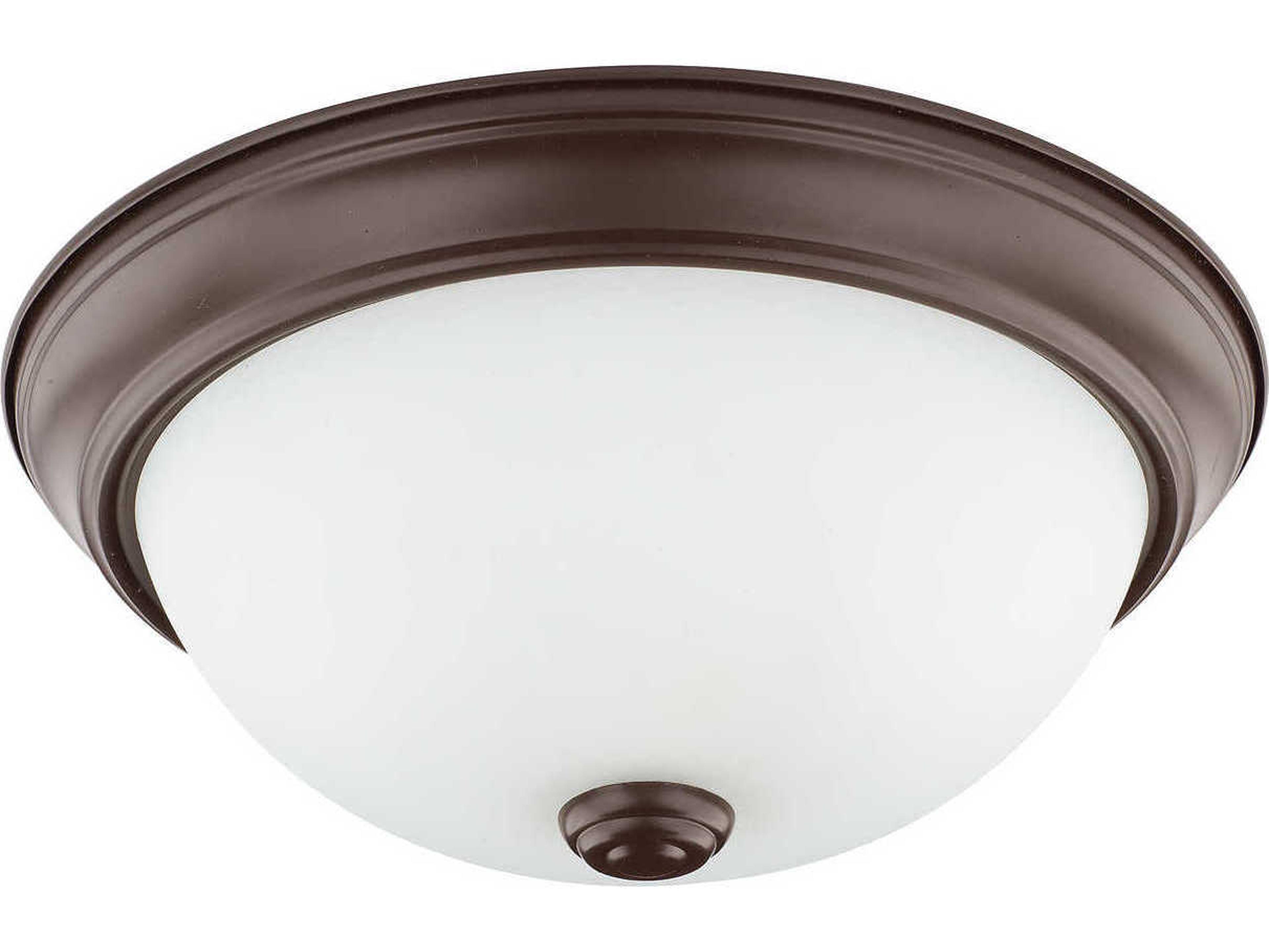 2-Light Bronze Glass Bowl Flush Mount