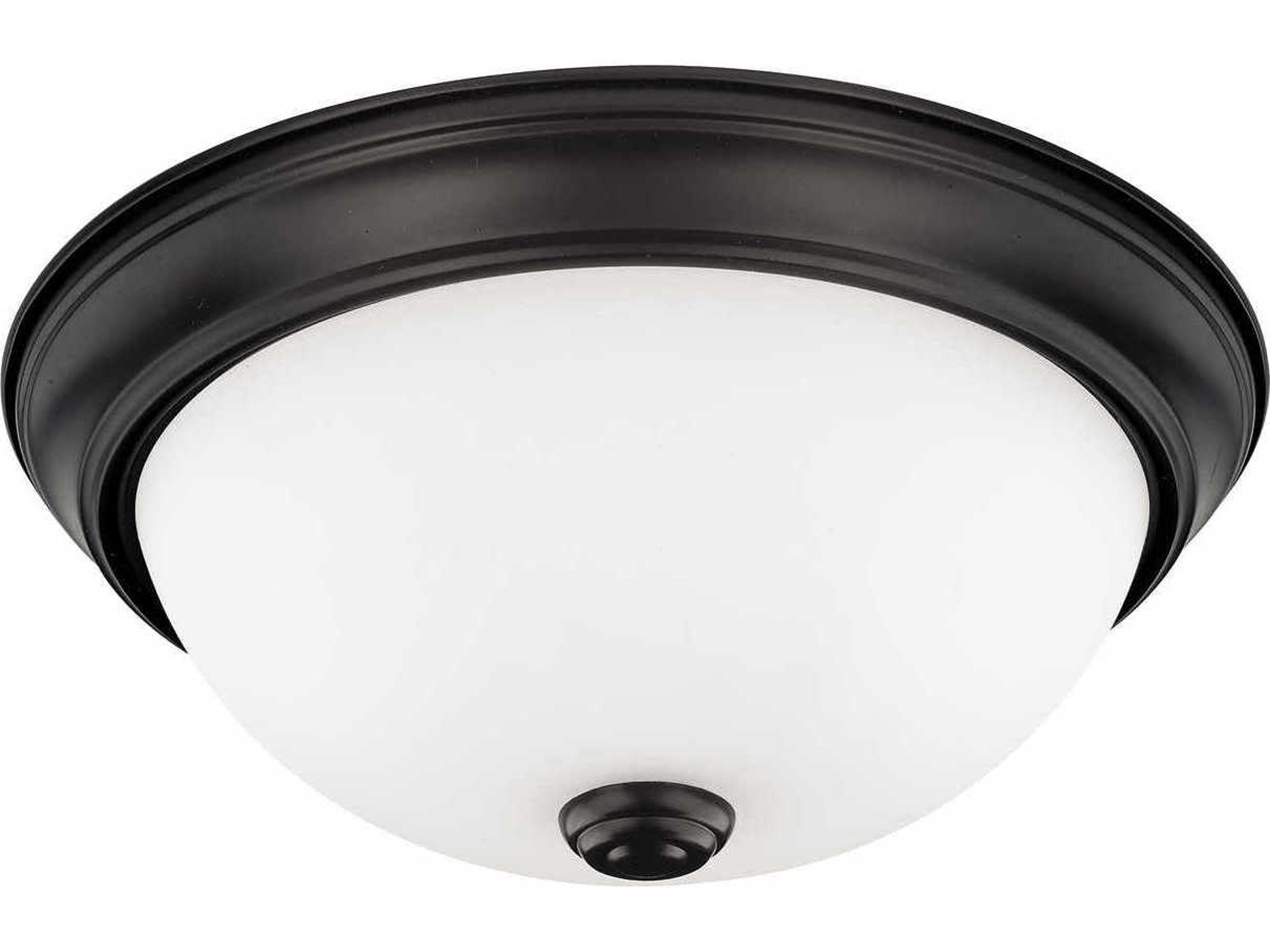 2-Light Matte Black Glass Bowl Flush Mount