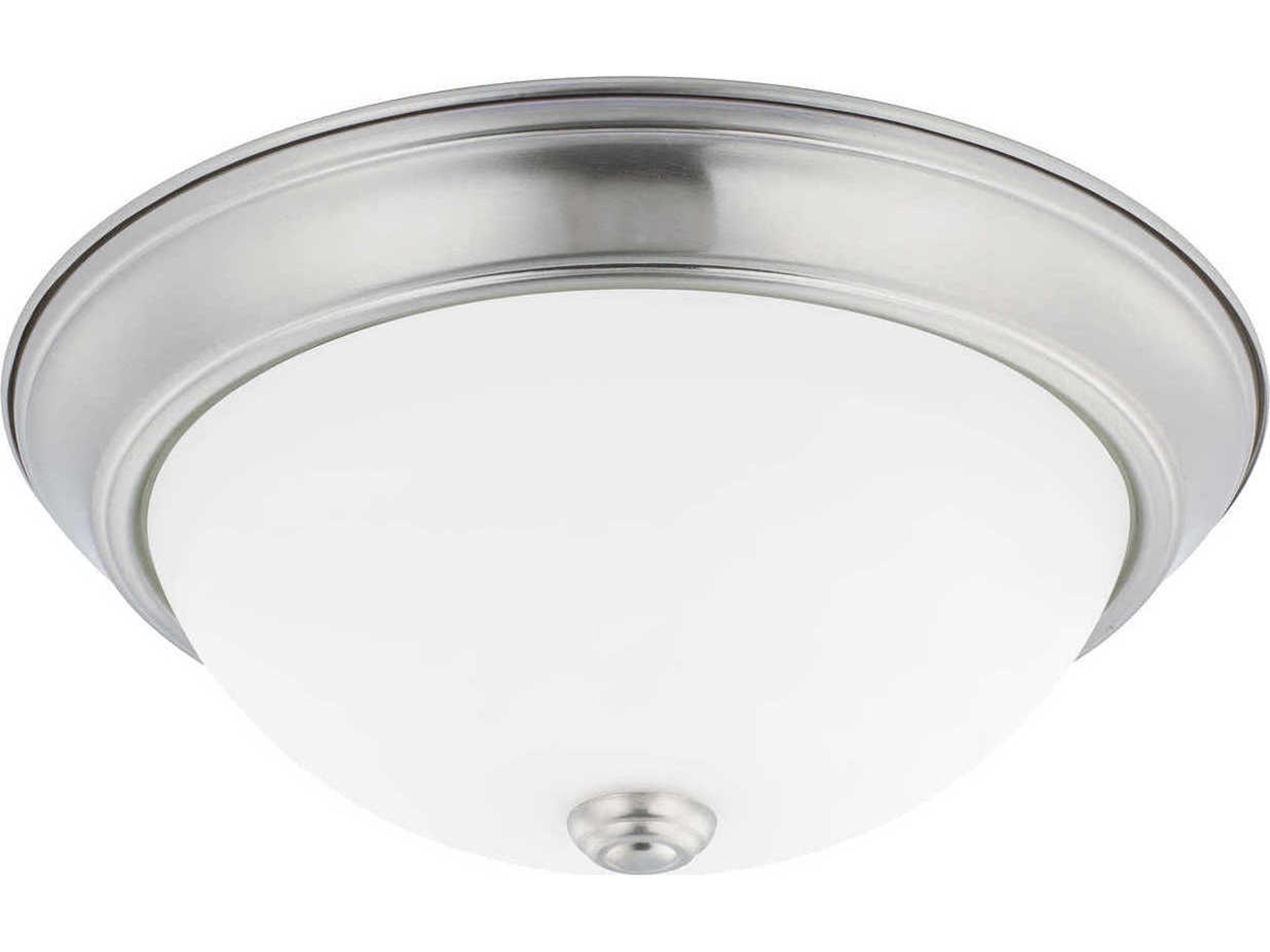 2-Light Brushed Nickel Glass Bowl Flush Mount