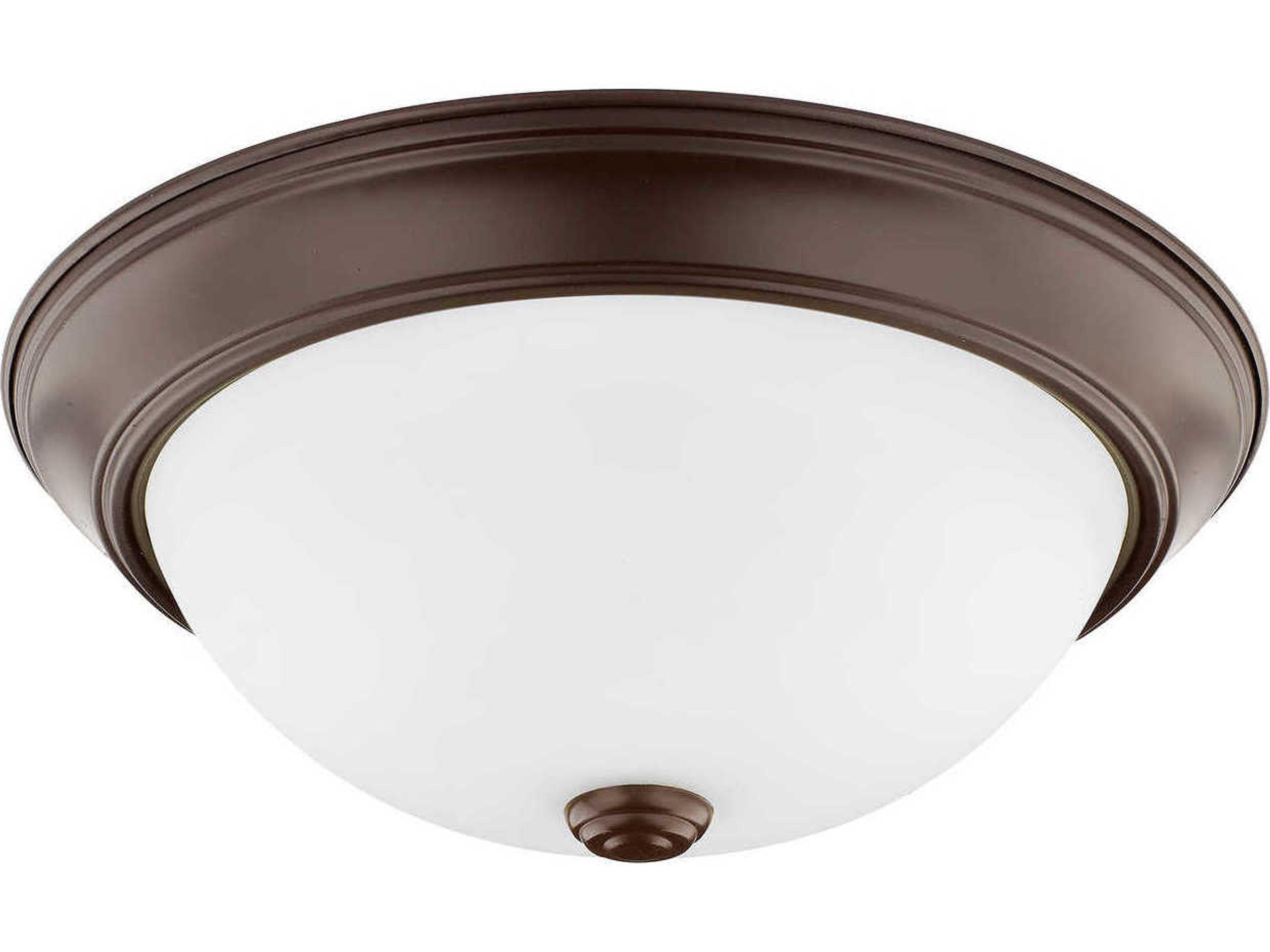 2-Light Bronze Glass Bowl Flush Mount