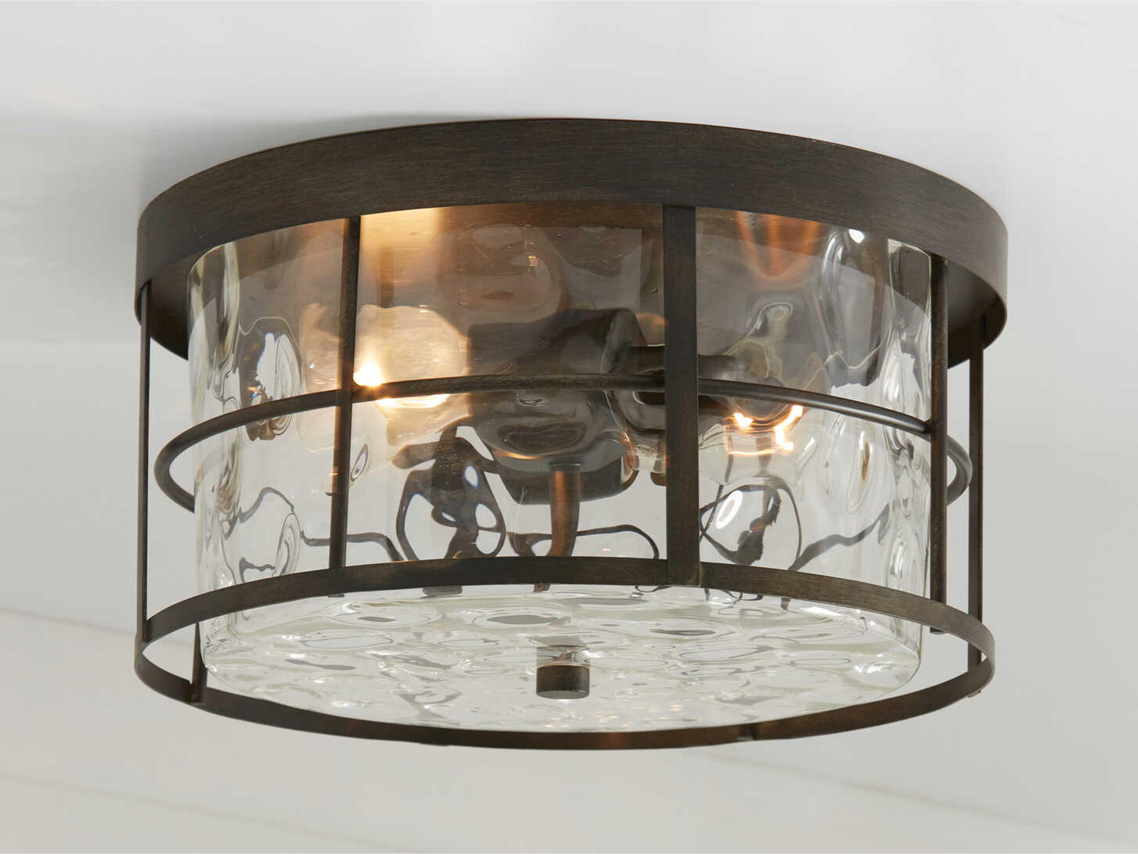 Capital Lighting Bristol 2-Light Farm House Brown Glass Drum Flush Mount