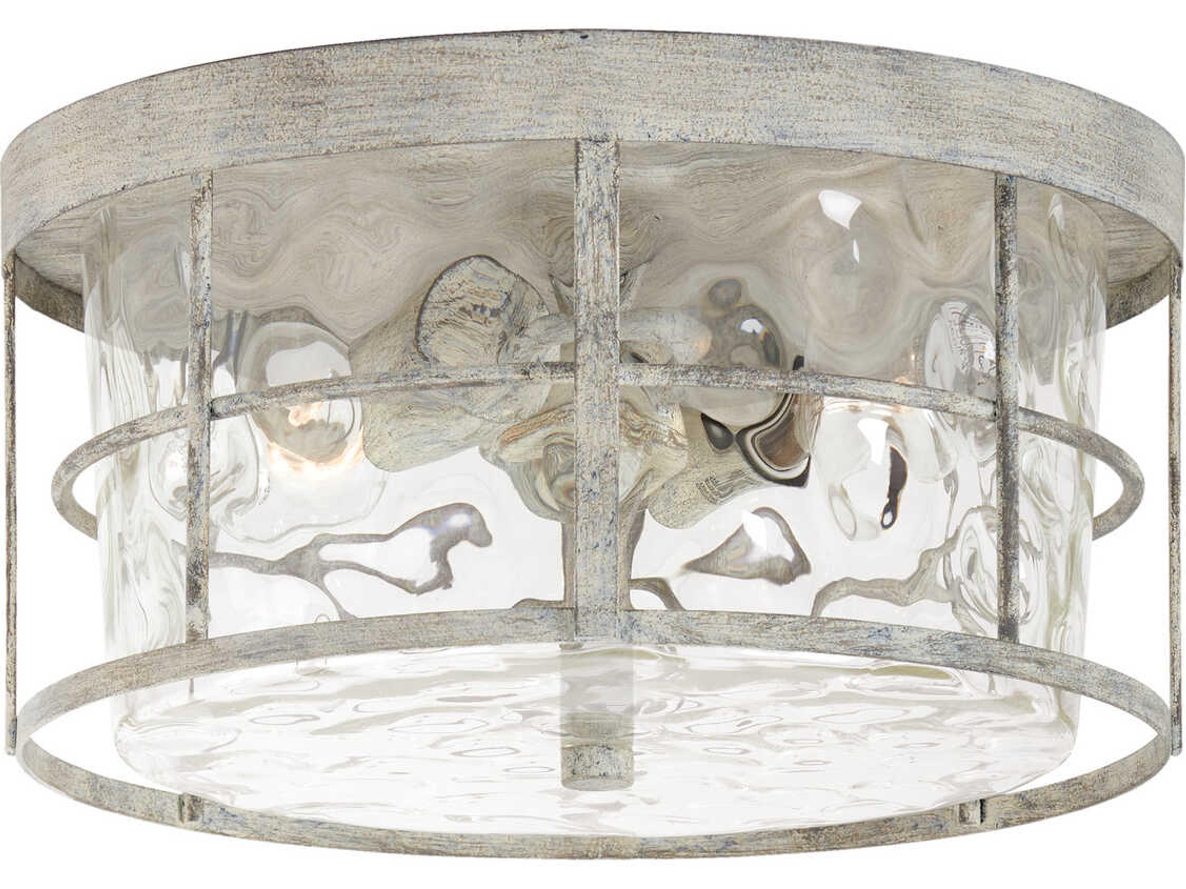 Beaufort 2-Light Mystic Sand Gray Glass Round Flush Mount