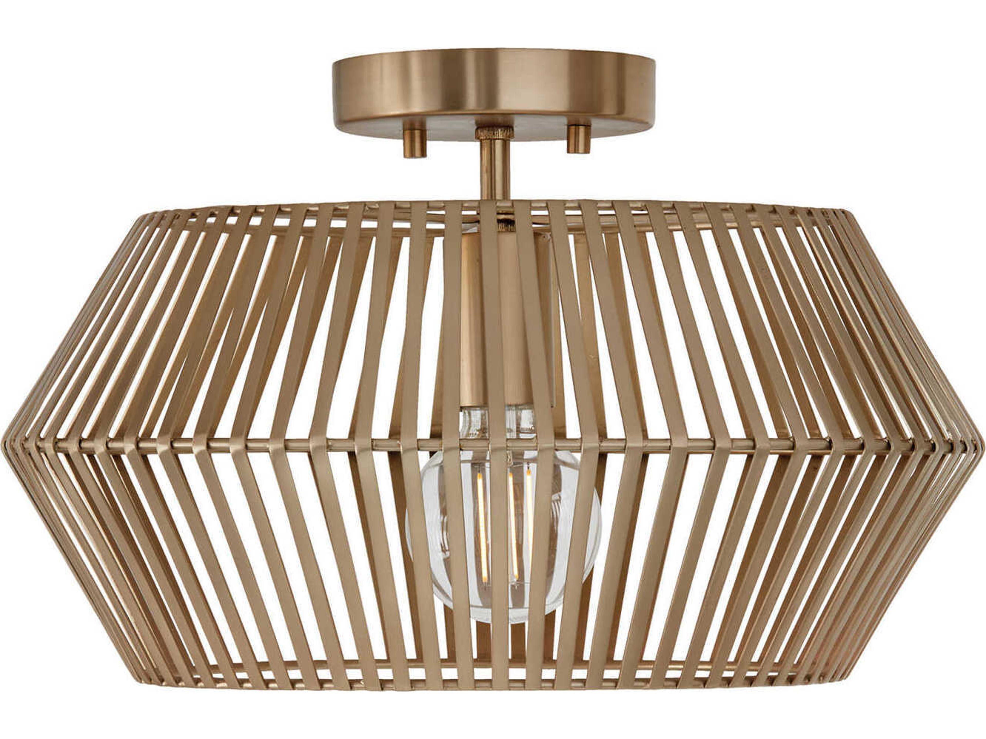 Kaiya 1-Light Matte Brass Drum Semi Flush Mount