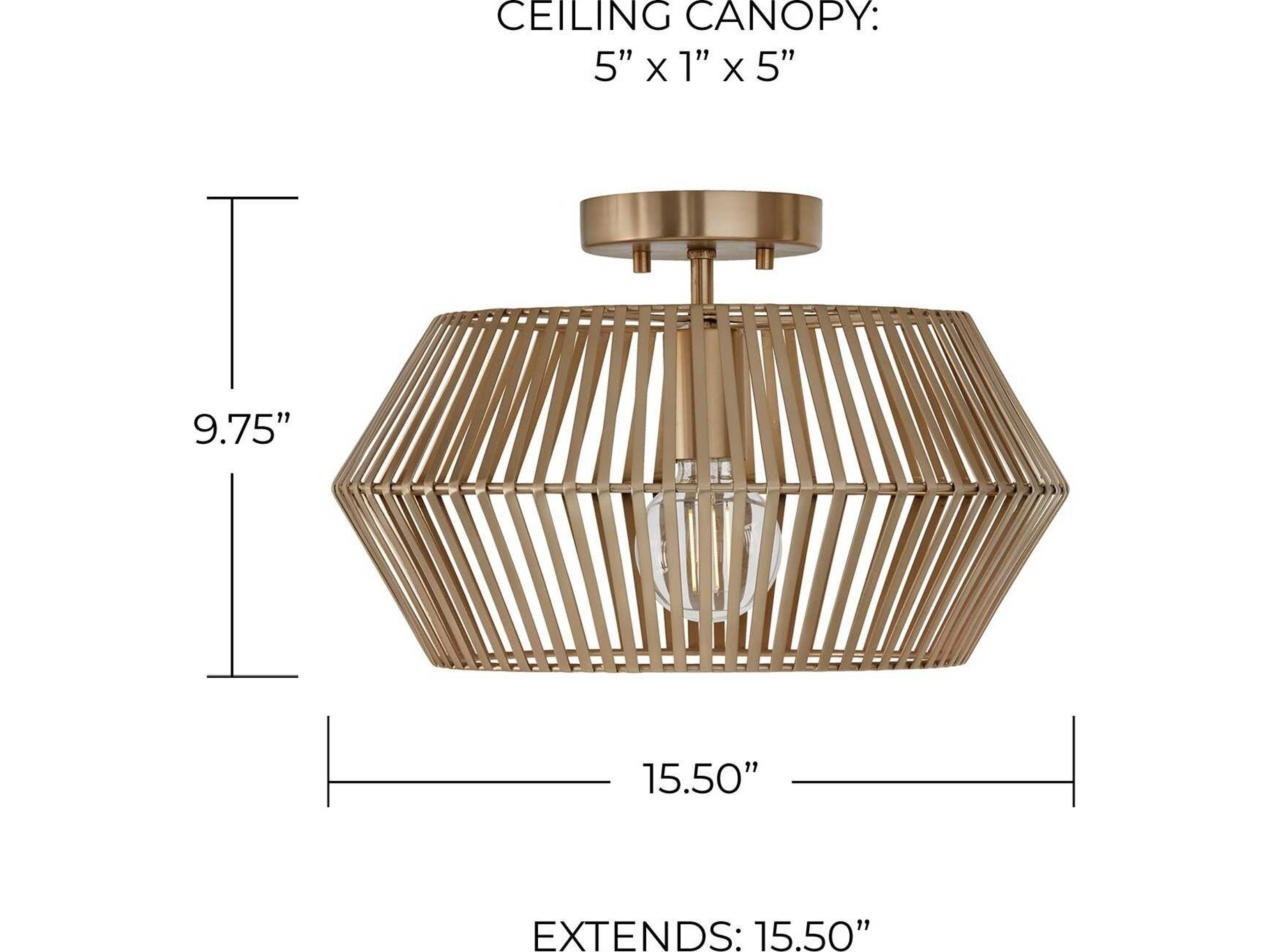 Capital Lighting Kaiya 1-Light Matte Brass Drum Semi Flush Mount