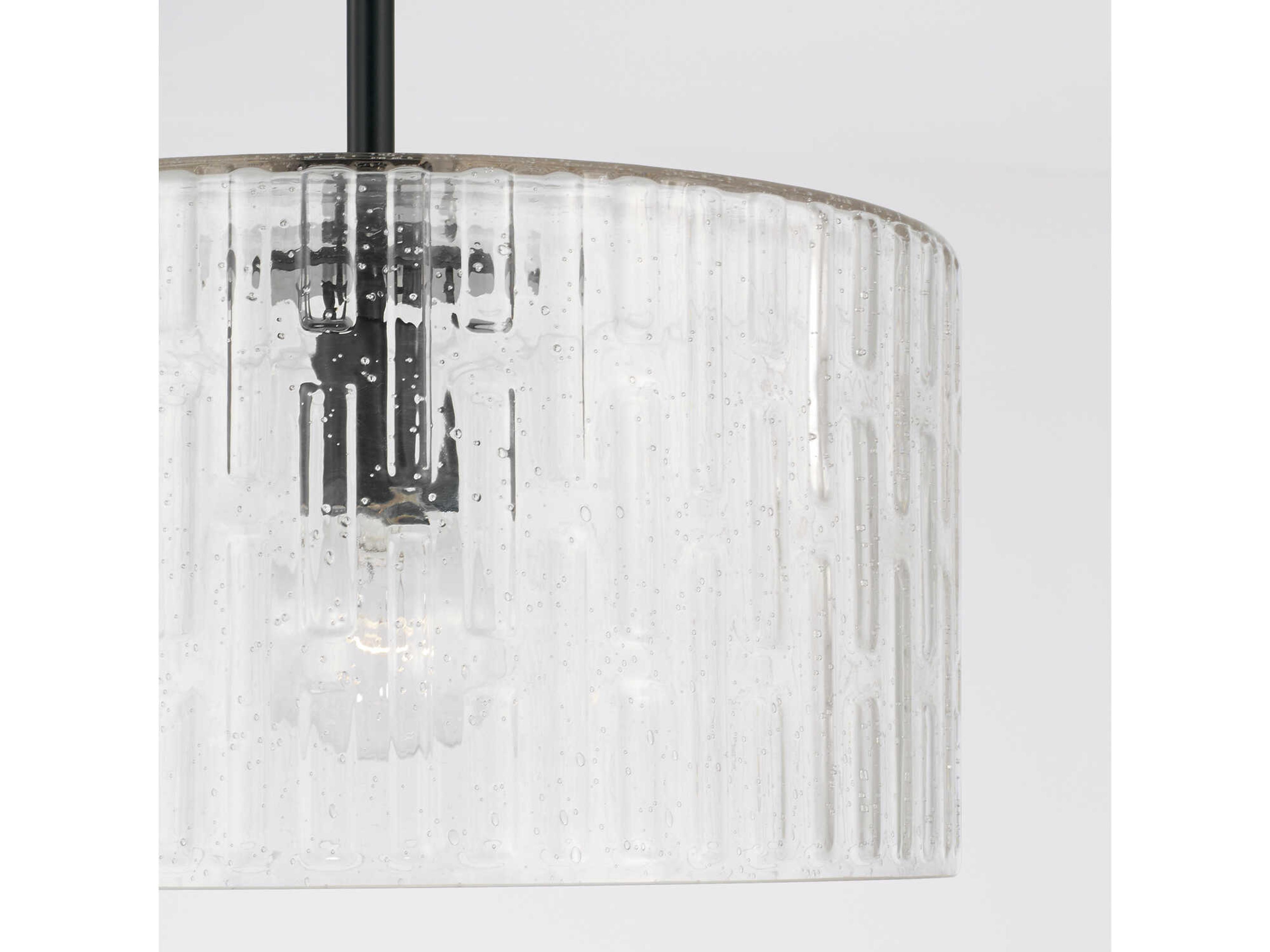 Capital Lighting Emerson 1-Light Matte Black Glass Drum Semi Flush Mount