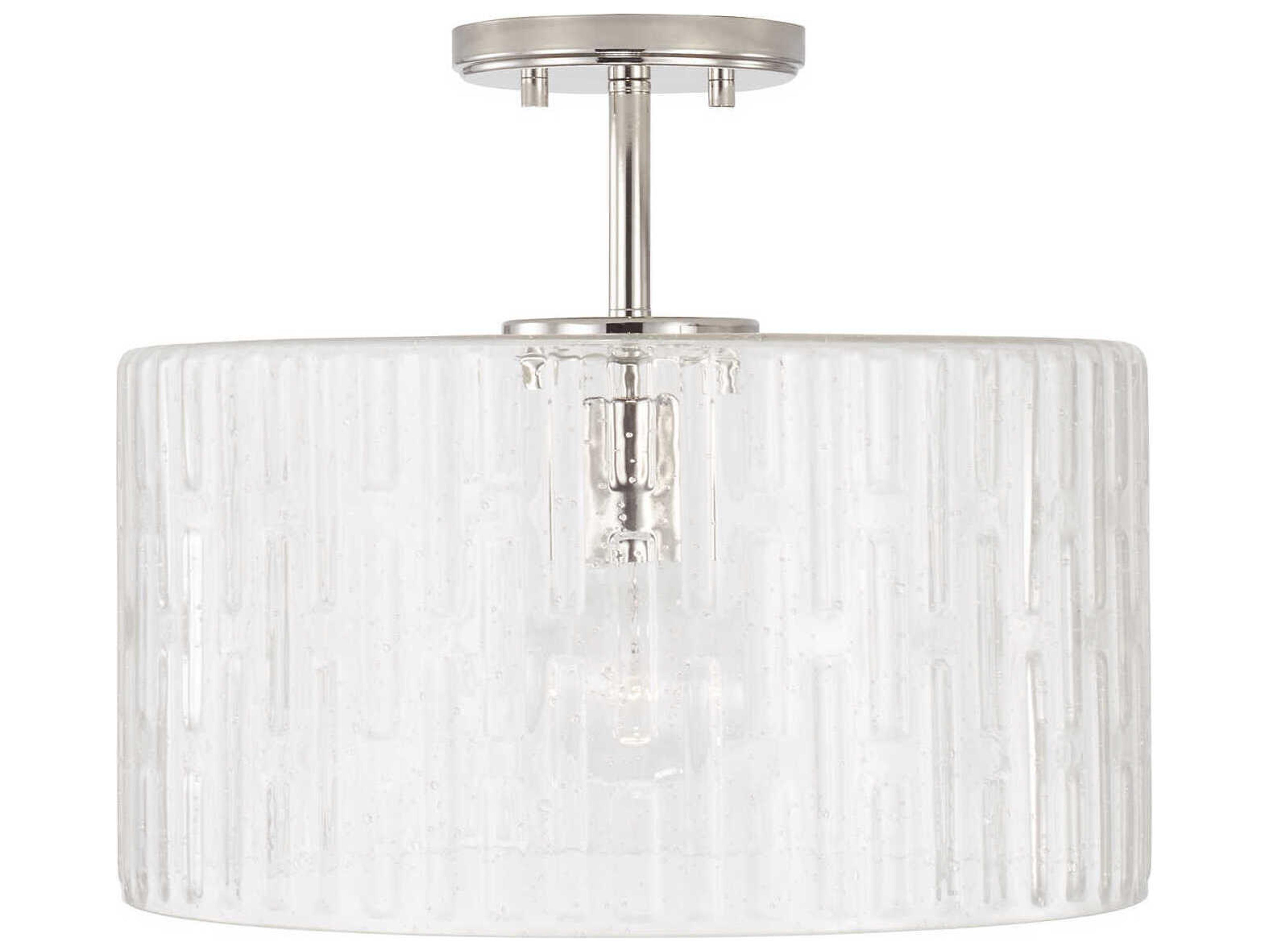 Emerson 1-Light Polished Nickel Glass Drum Semi Flush Mount
