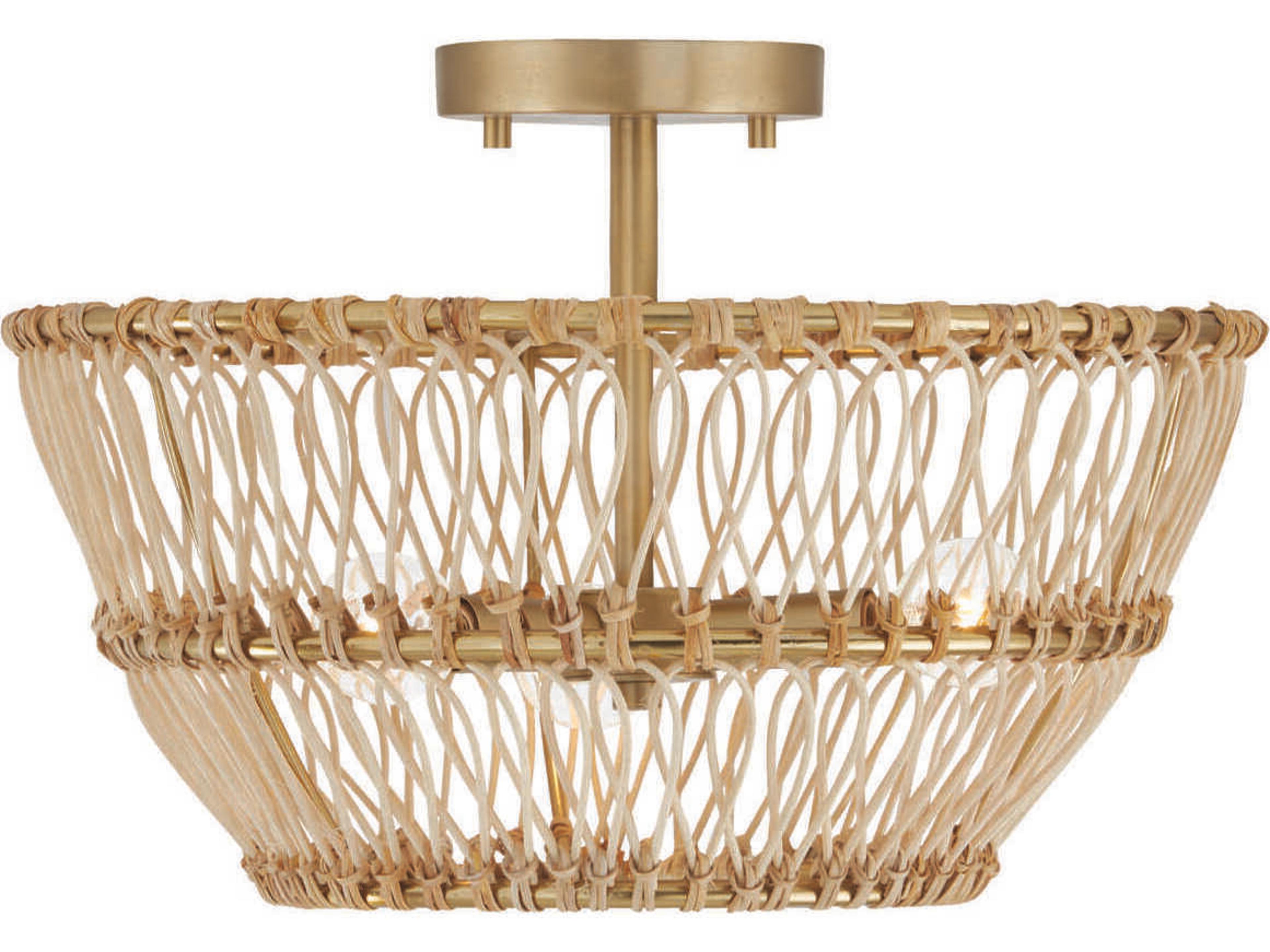 Wren 3-Light Matte Brass Brown Semi Flush Mount