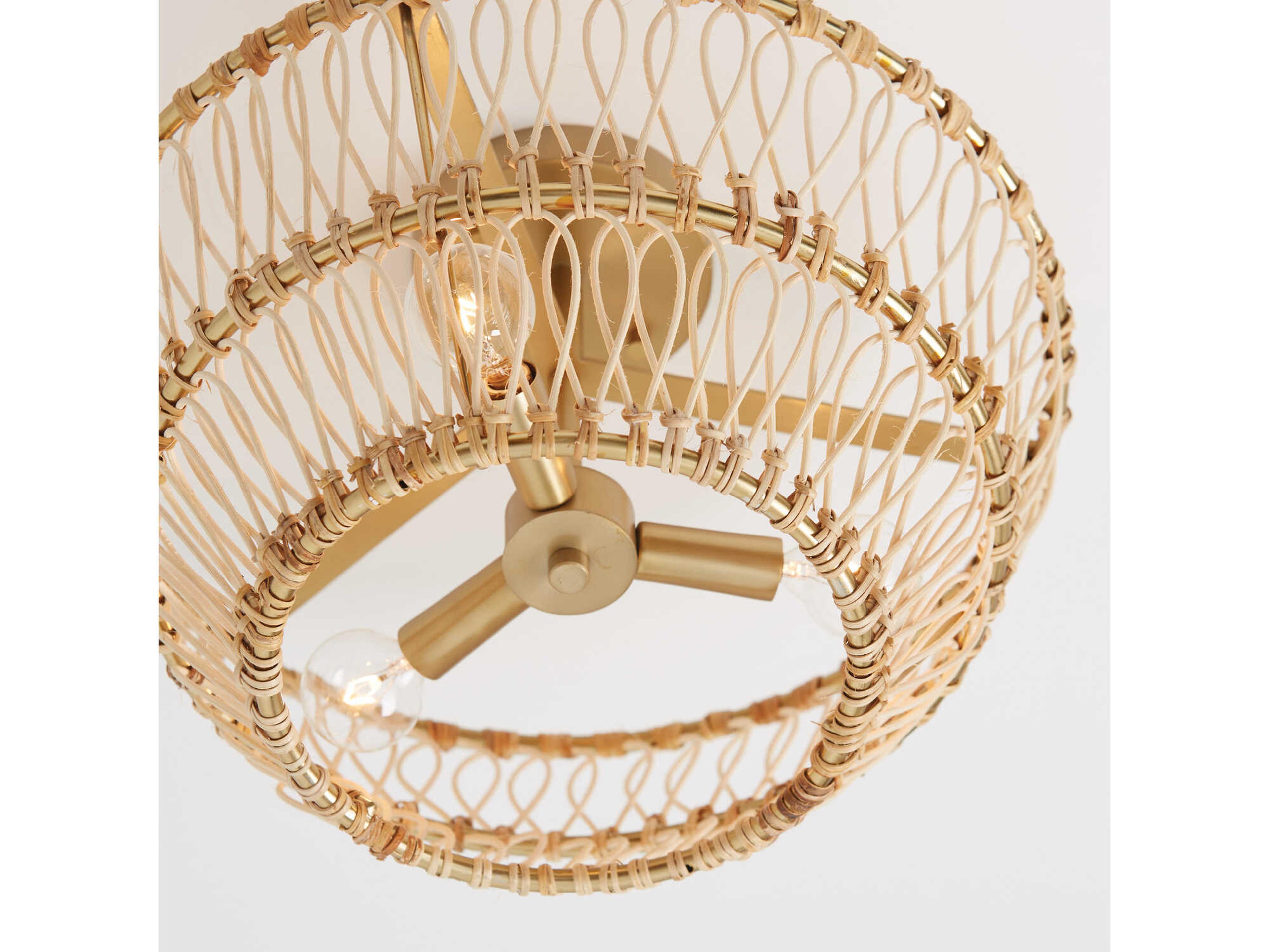 Capital Lighting Wren 3-Light Matte Brass Brown Semi Flush Mount